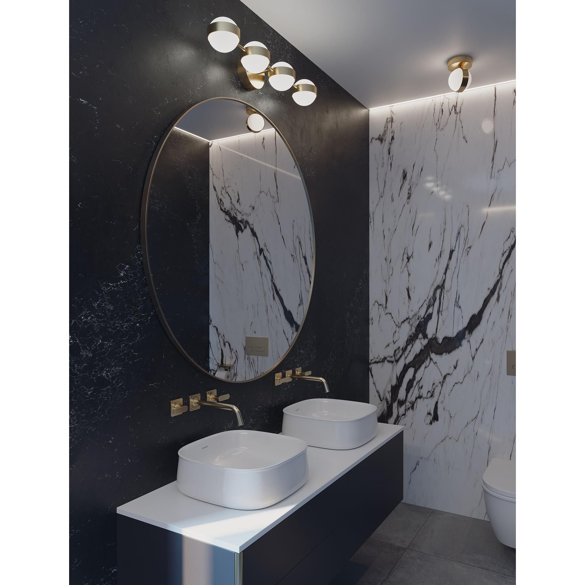 Shown in Satin Brass finish and White shade