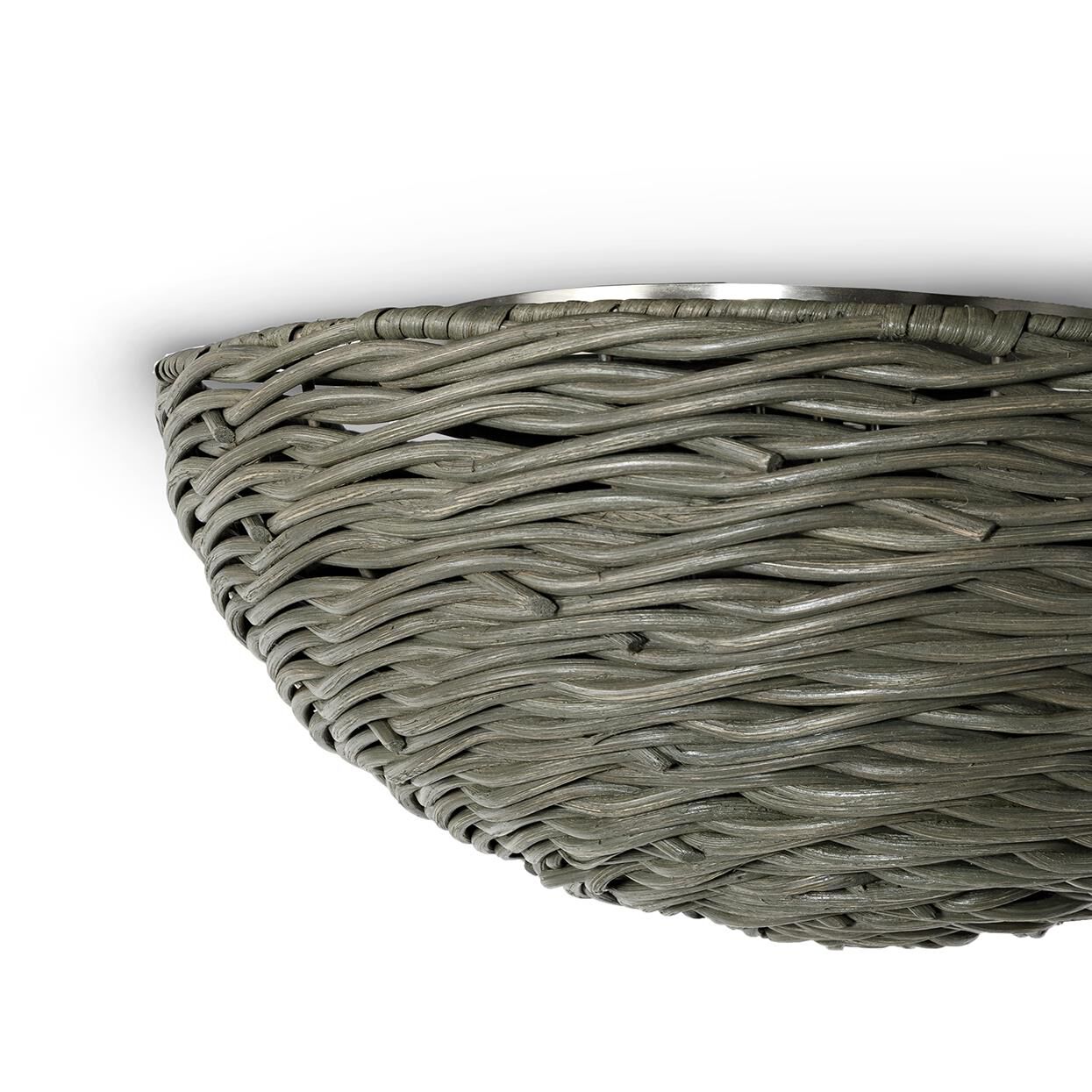 Shown in Pewter finish and Hand-woven Grey Wicker shade