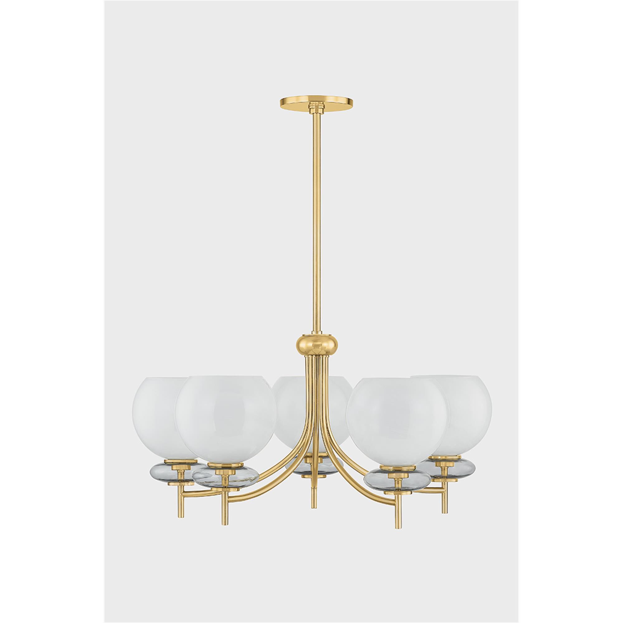Shown in Aged Brass finish and Cloud shade