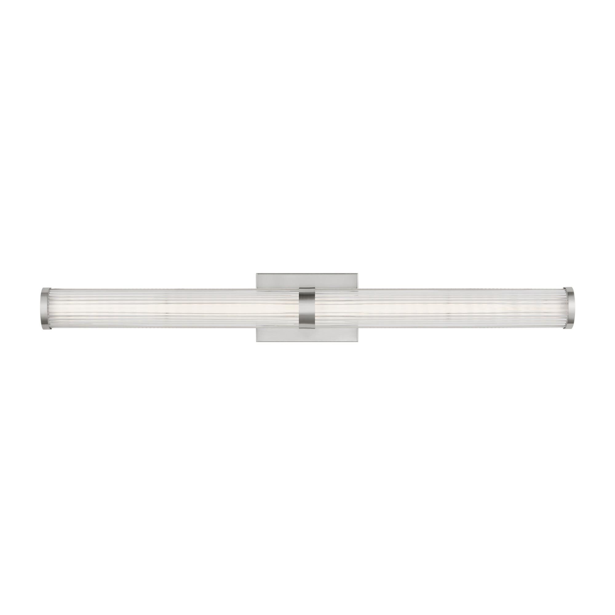 Shown in Brushed Nickel Silver finish and Frosted glass and Frosted Acrylic Diffuser And Clear Fluted Glass shade
