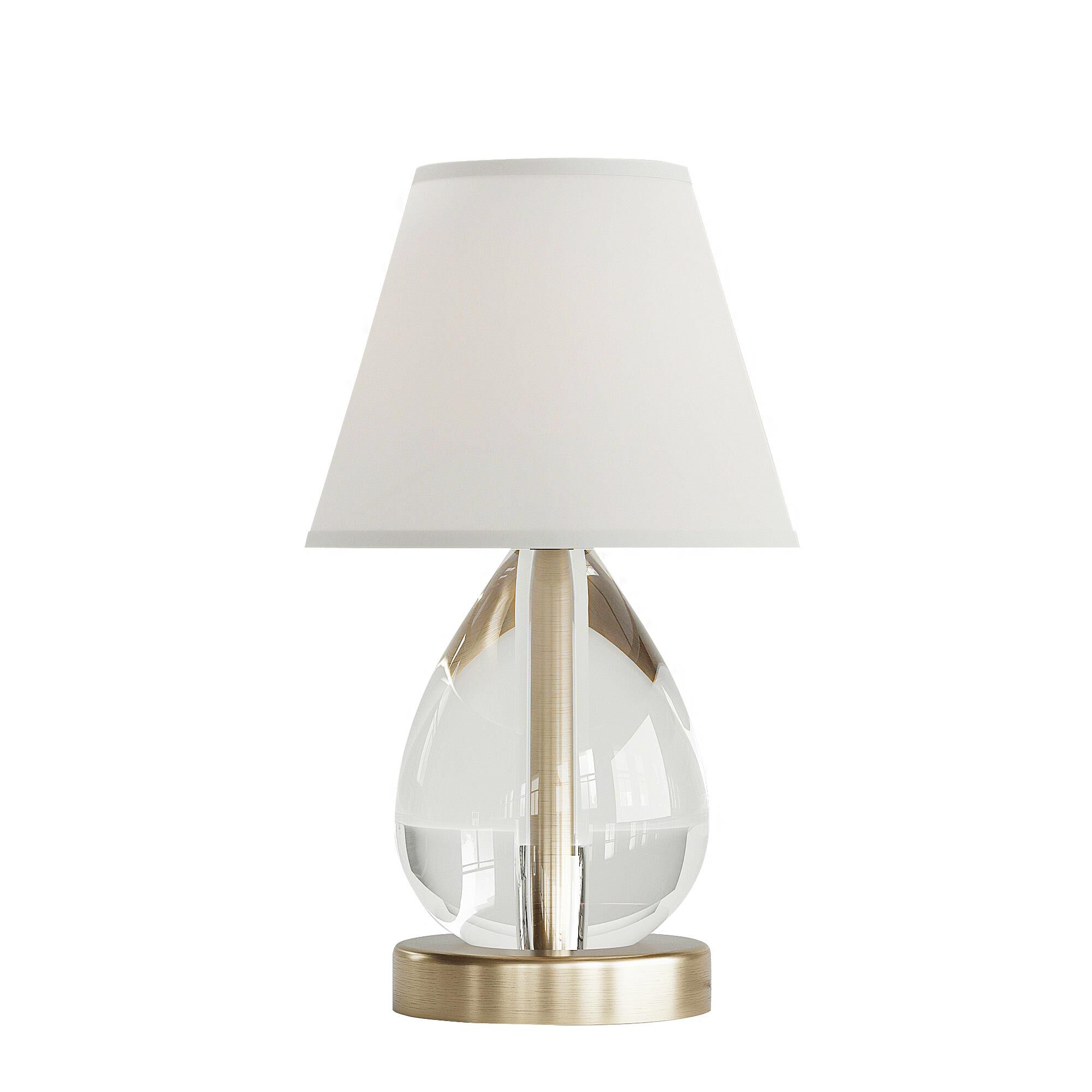 Shown in Brass finish and White Linen Shade shade