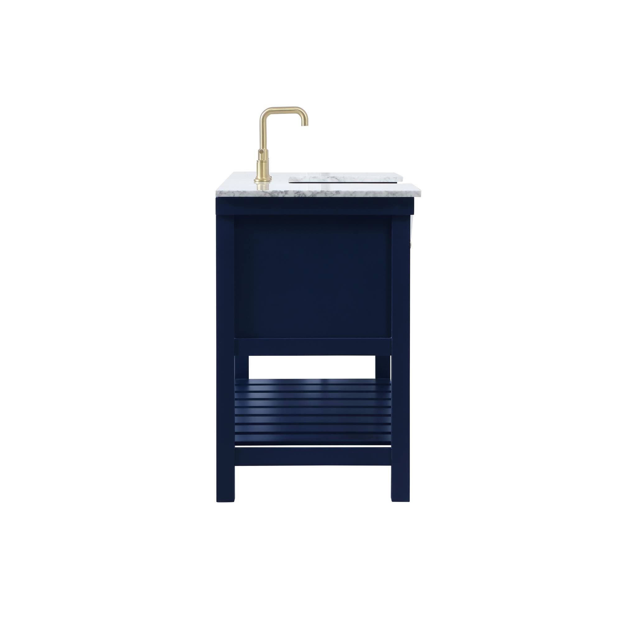 Shown in Blue finish and Without Backsplash accent