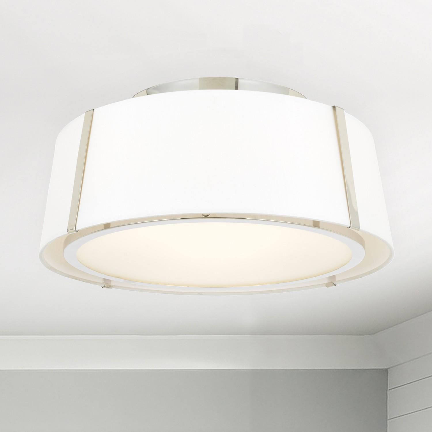 Shown in Polished Nickel finish and White Silk shade