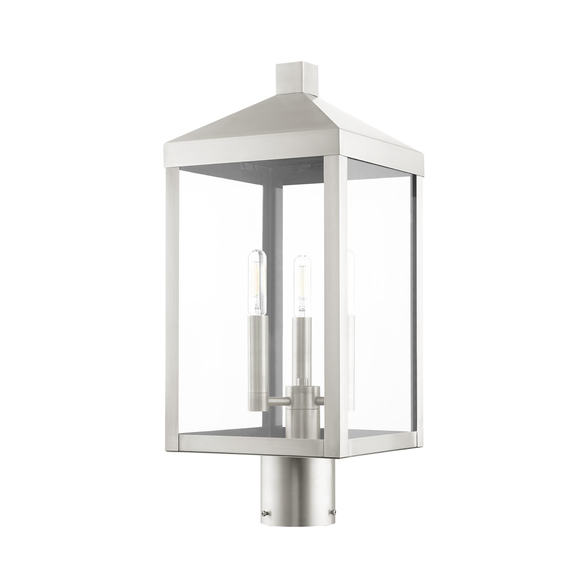 Shown in Brushed Nickel finish and Clear glass and Clear Glass shade
