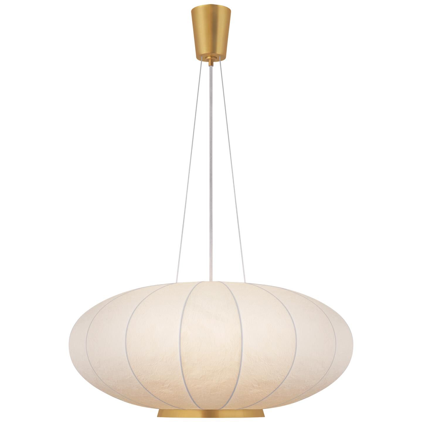 Shown in Soft Brass finish and Rice Paper shade
