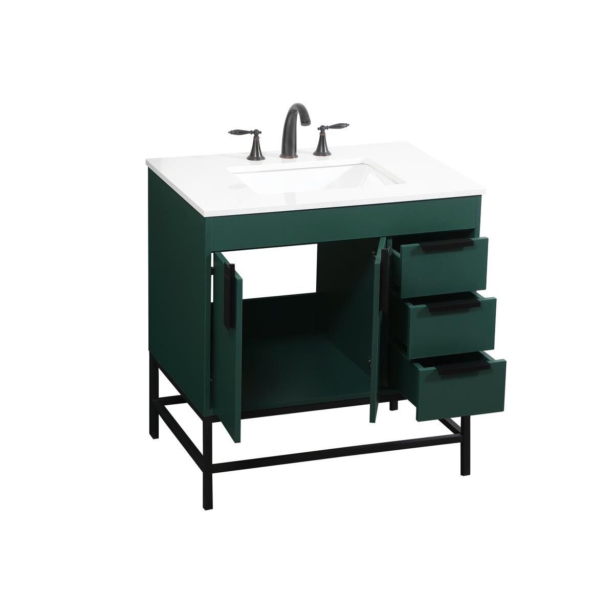 Shown in Green finish and Without Backsplash accent