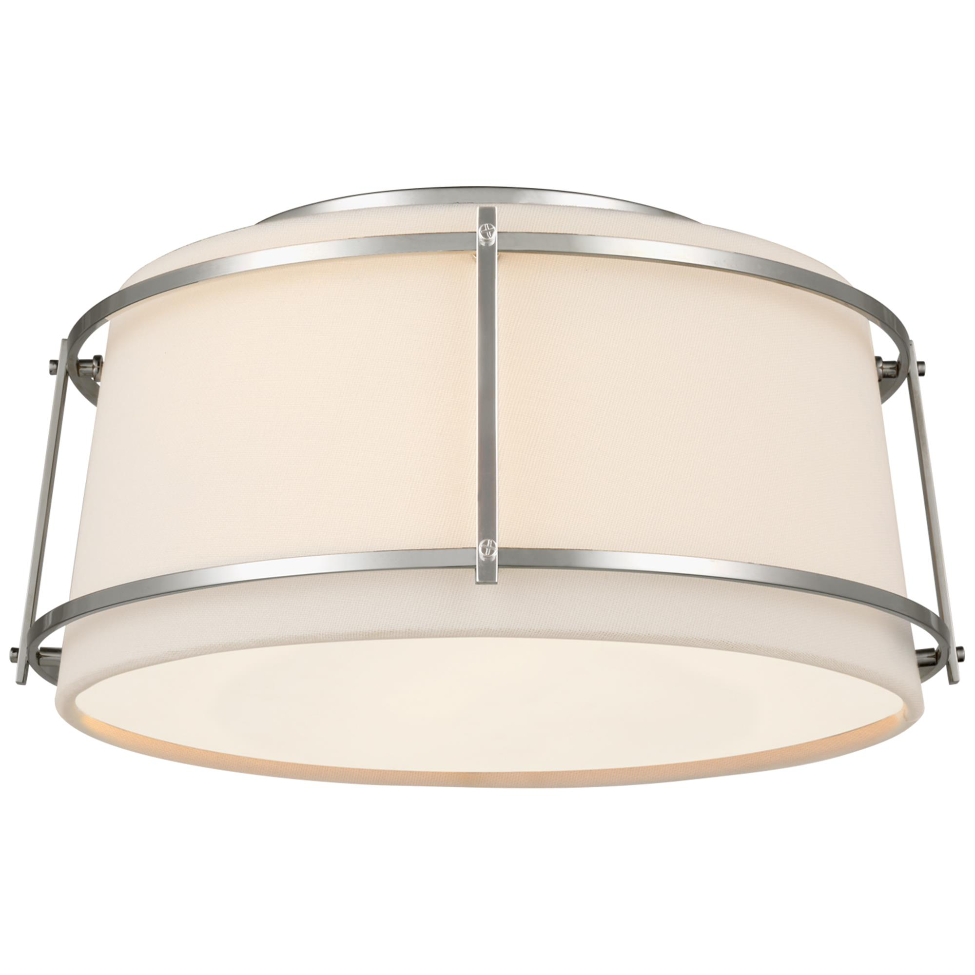 Shown in Polished Nickel finish and Linen shade