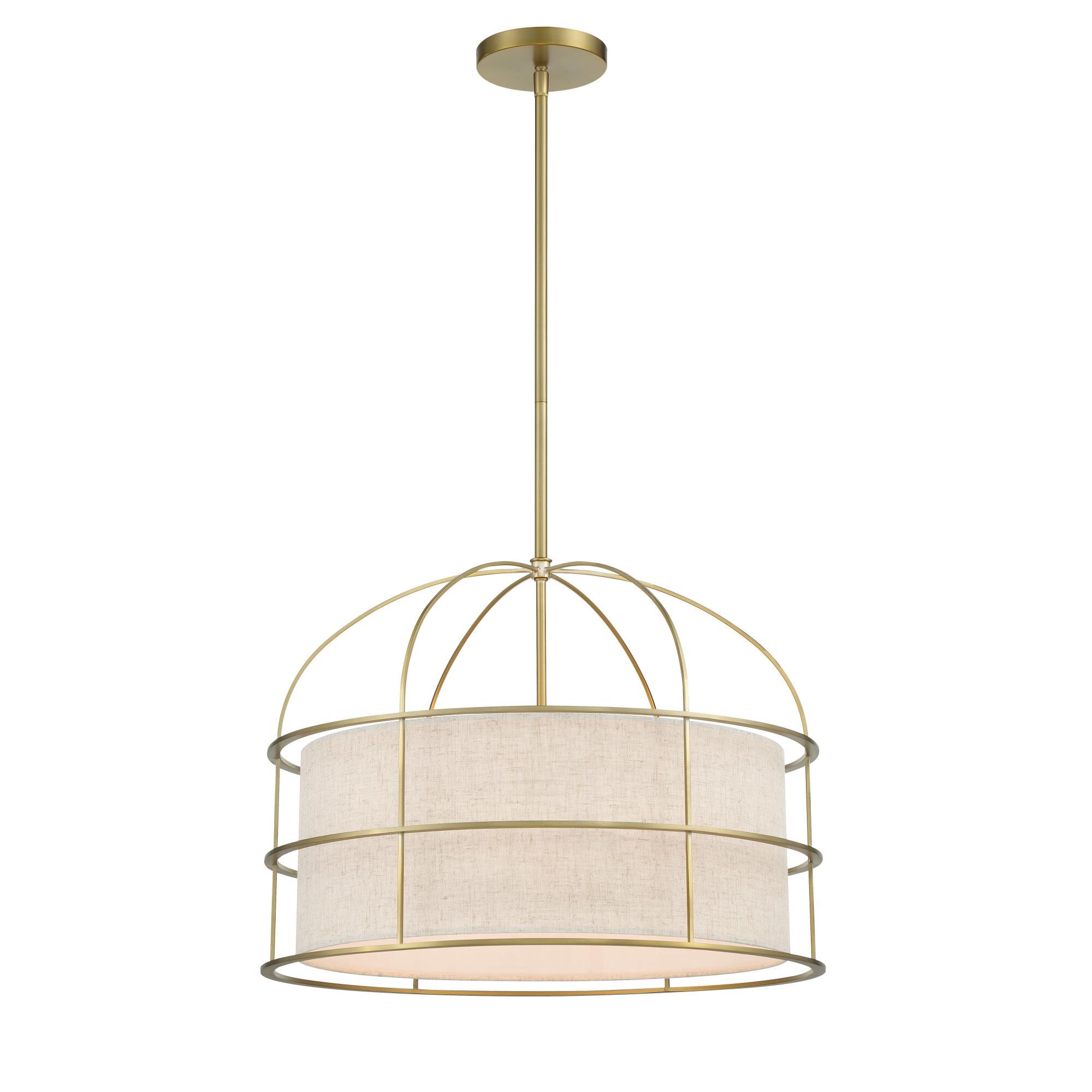 Shown in Soft Brass finish and Oatmeal Linen shade