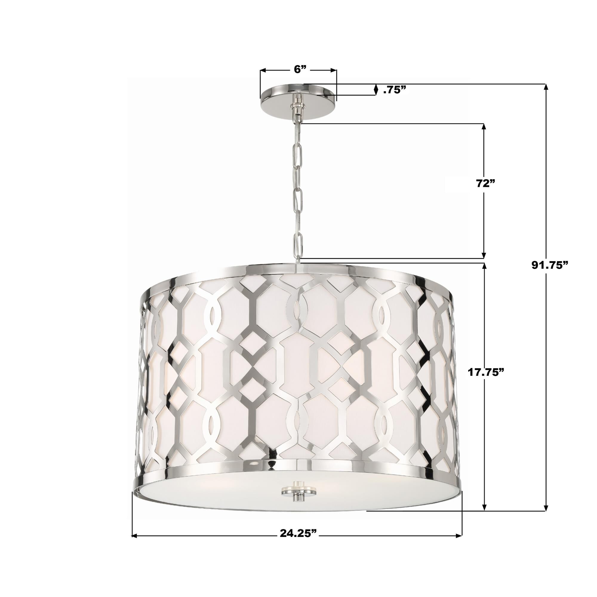 Shown in Polished Nickel finish and Silk glass and White shade