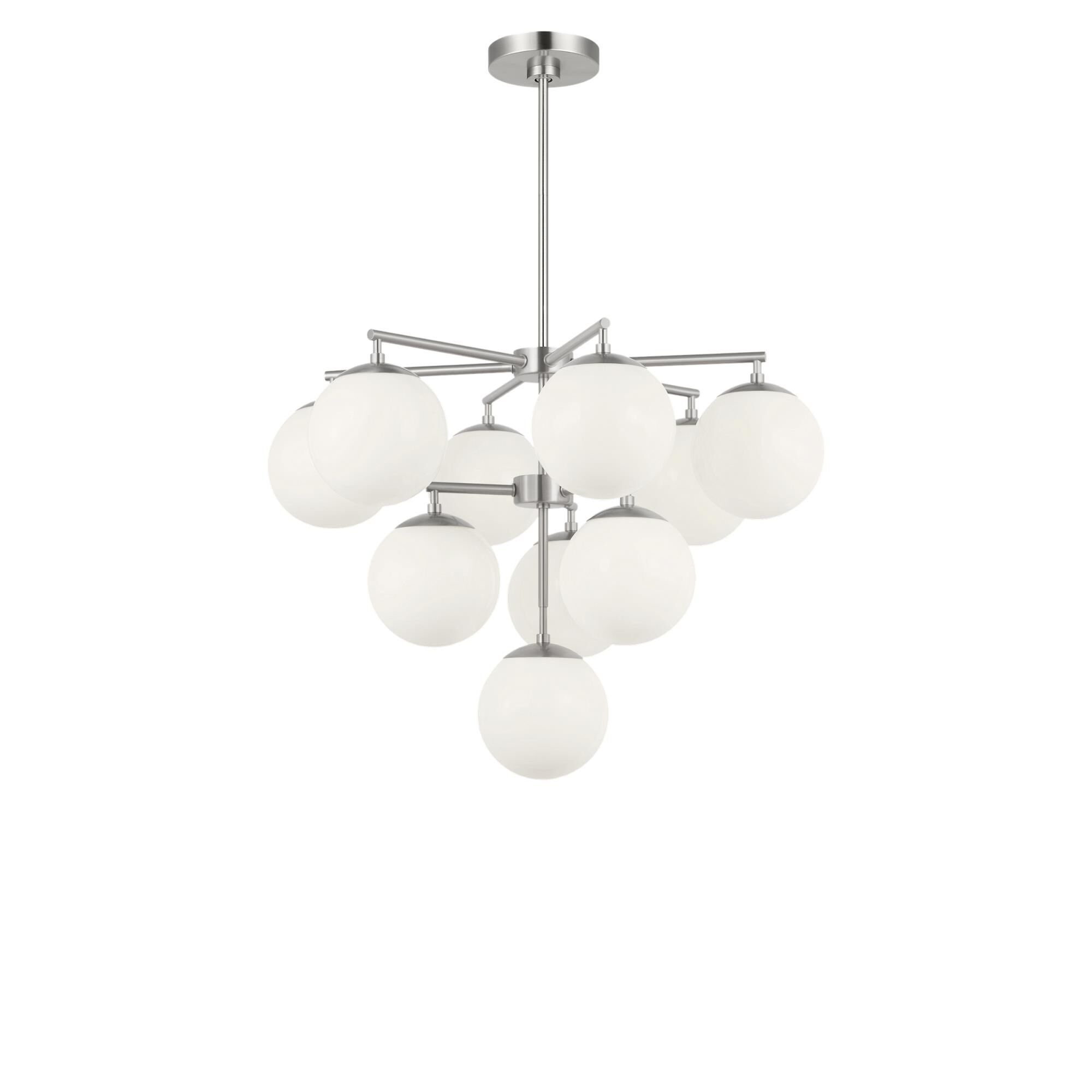 Shown in Brushed Nickel finish and Clear White glass