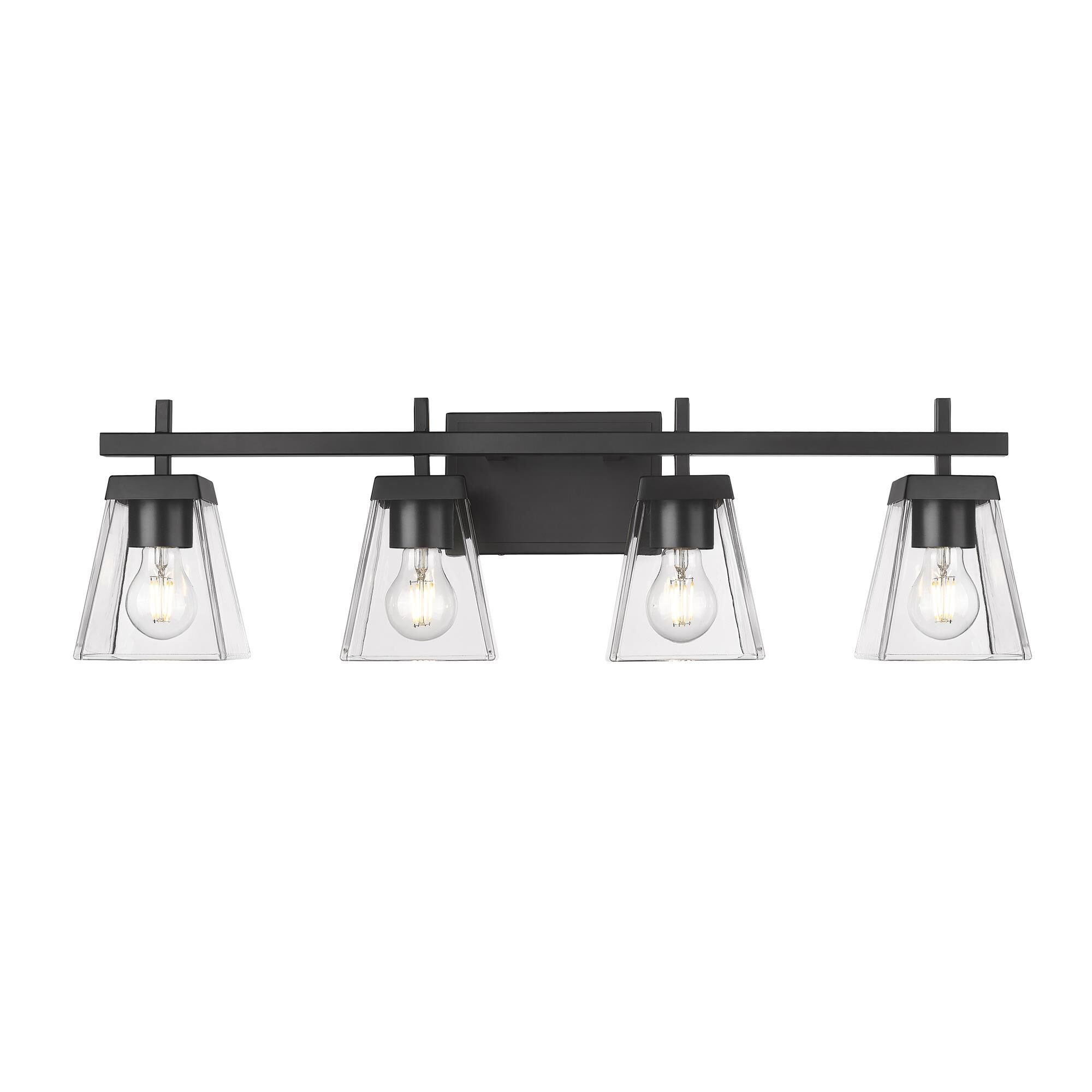 Shown in Matte Black finish and Clear glass