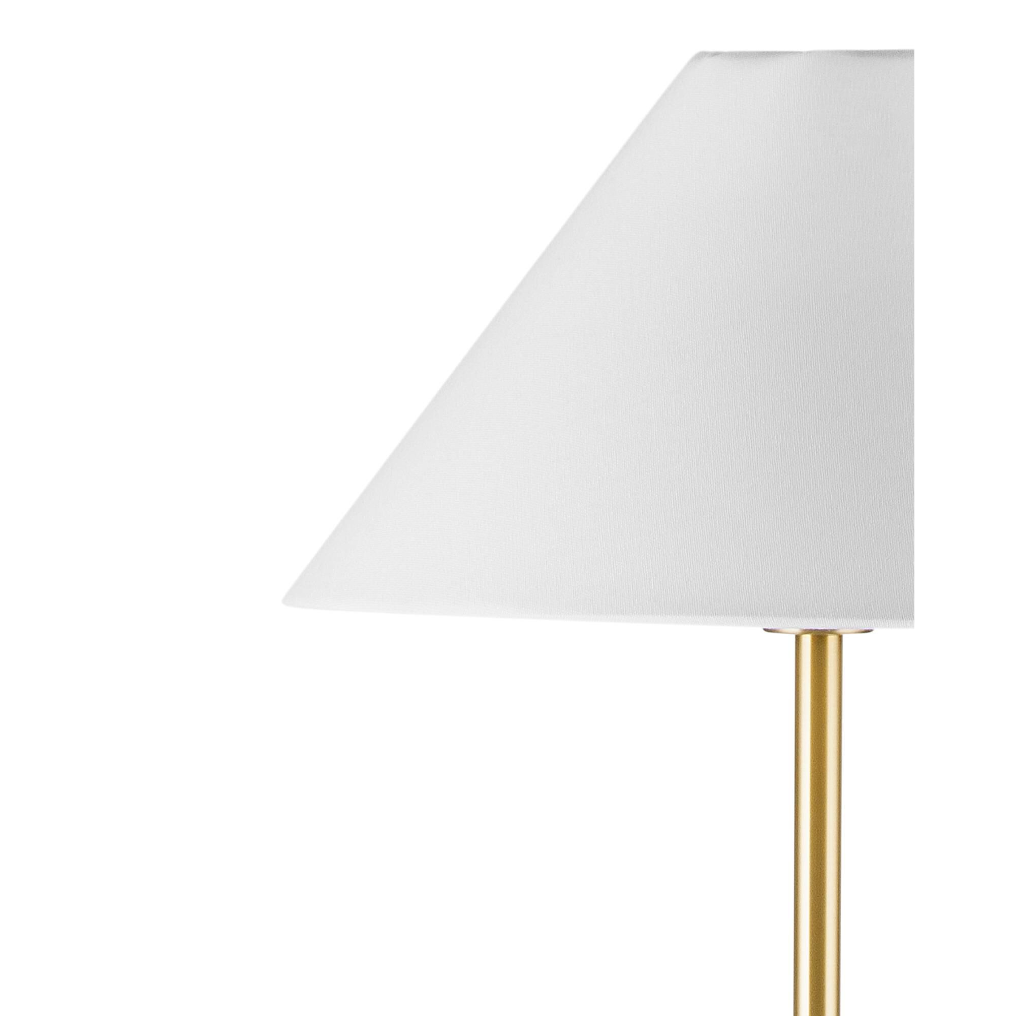 Shown in White and Brass and Black finish and White shade