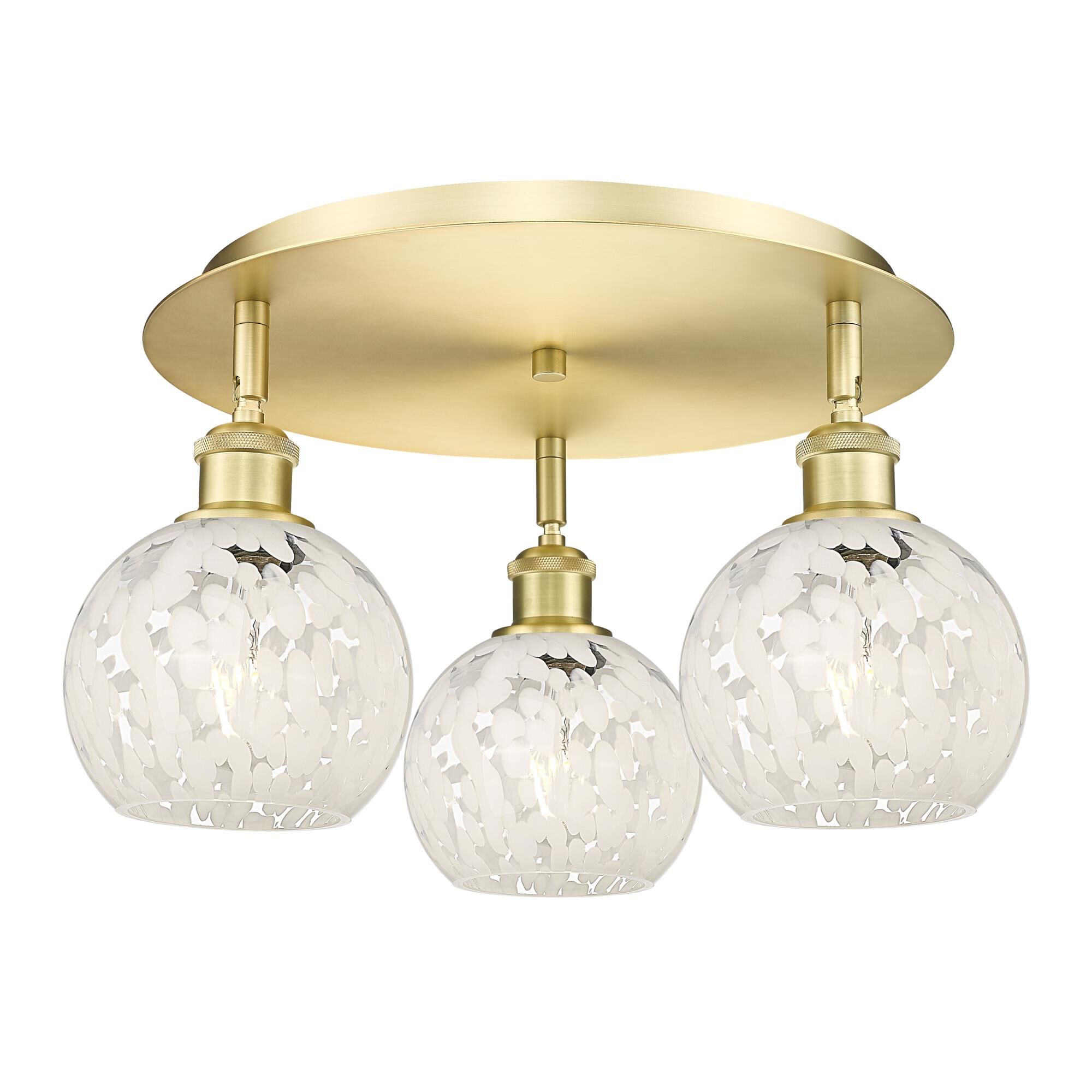 Shown in Satin Gold finish and White Mouchette glass