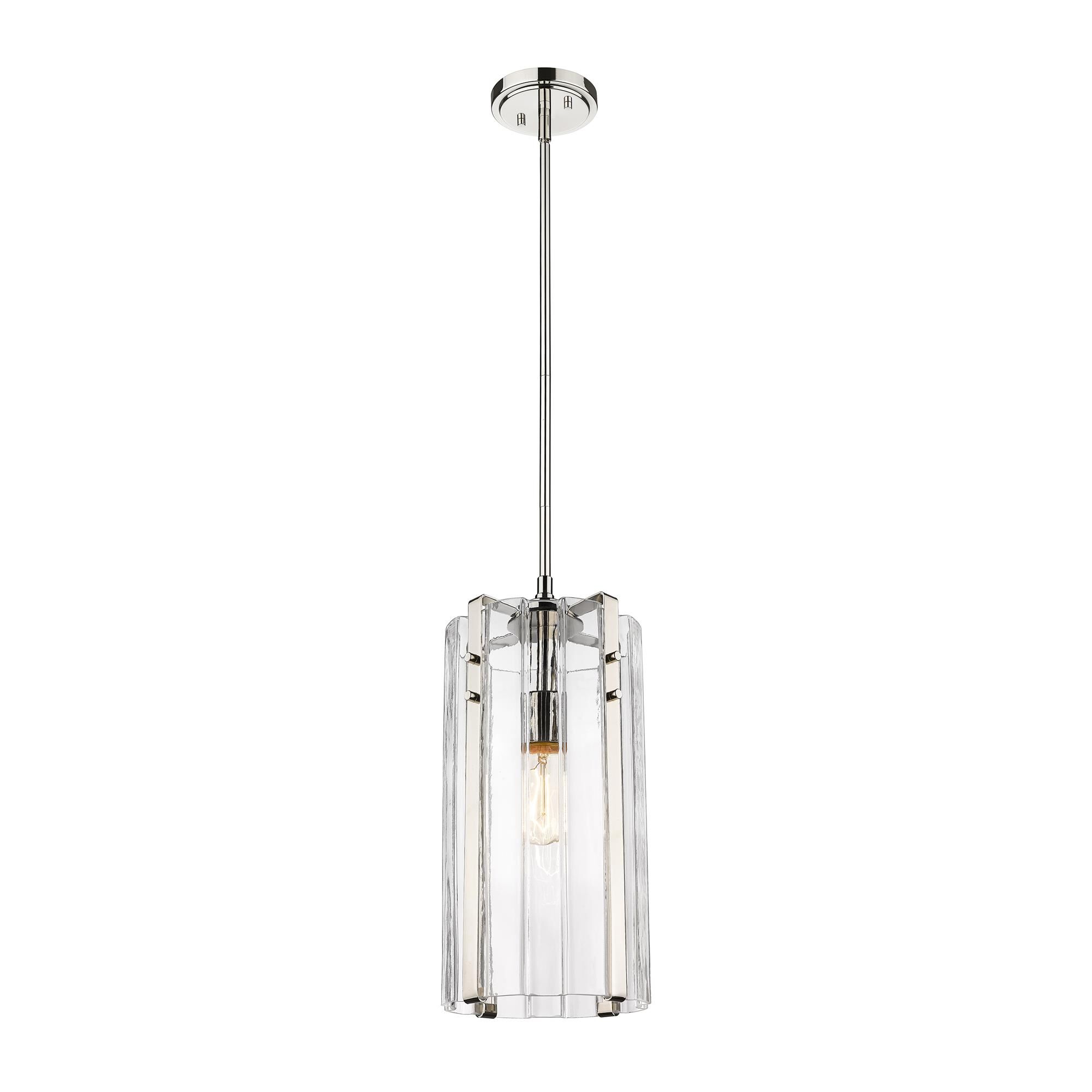 Shown in Polished Nickel finish and Clear glass and Clear shade