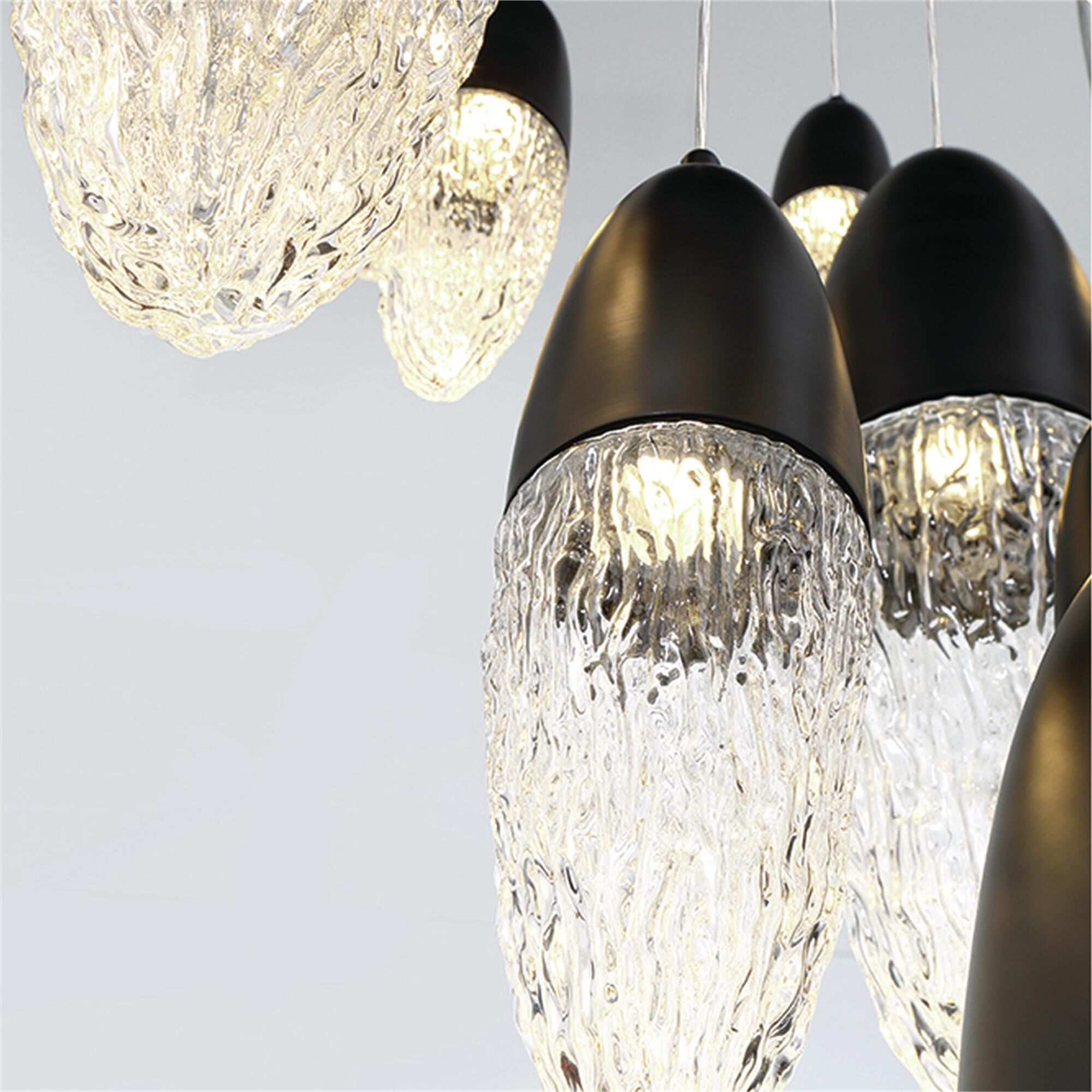 Shown in Black finish and Clear glass