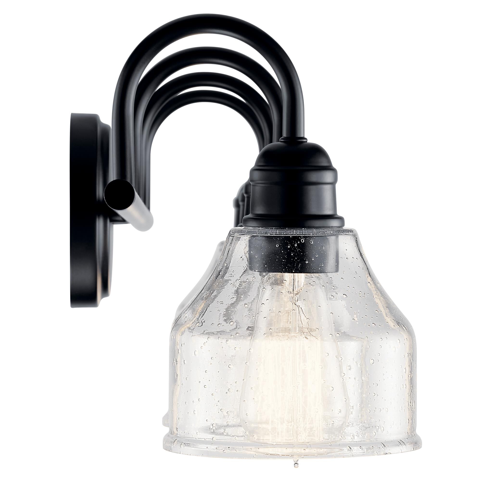 Shown in Black finish and Clear Seeded glass