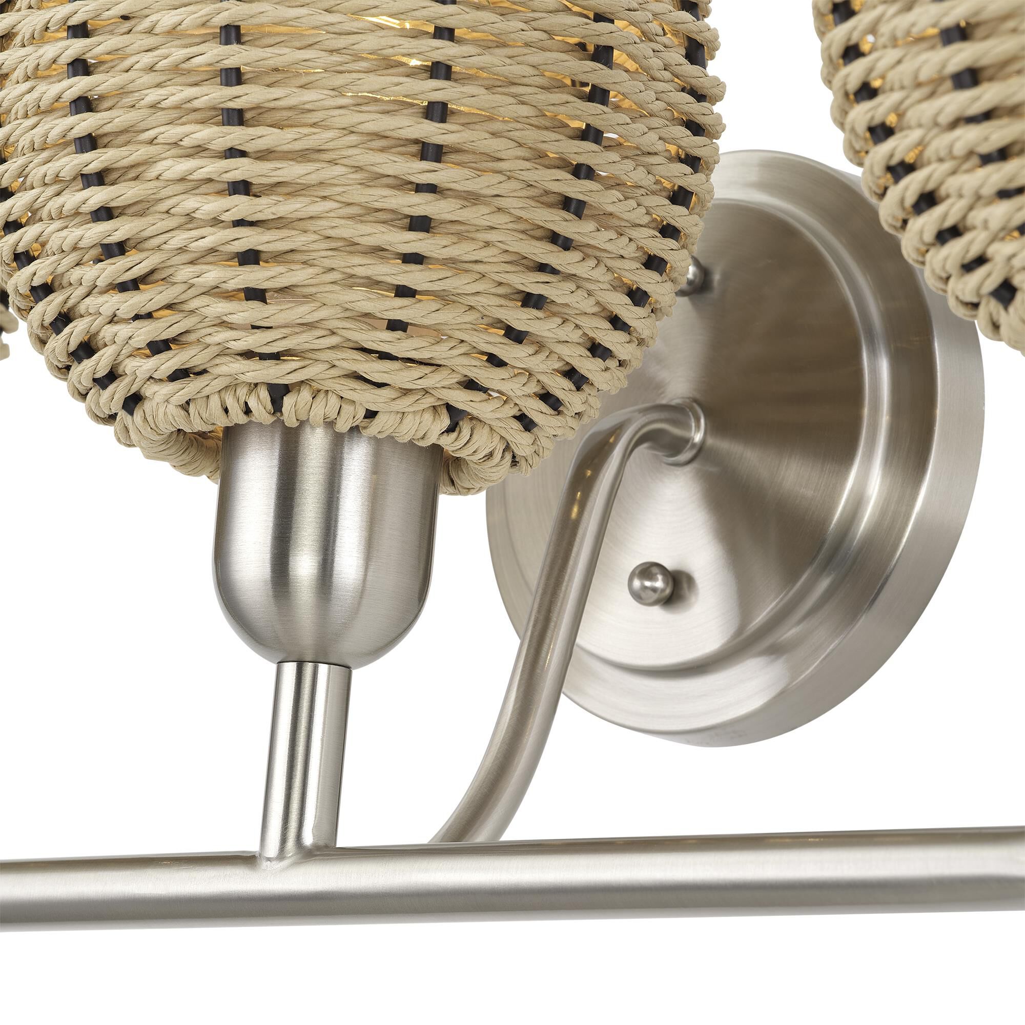 Shown in Brushed Nickel finish and Hand-Woven French Beige Paper Rope shade