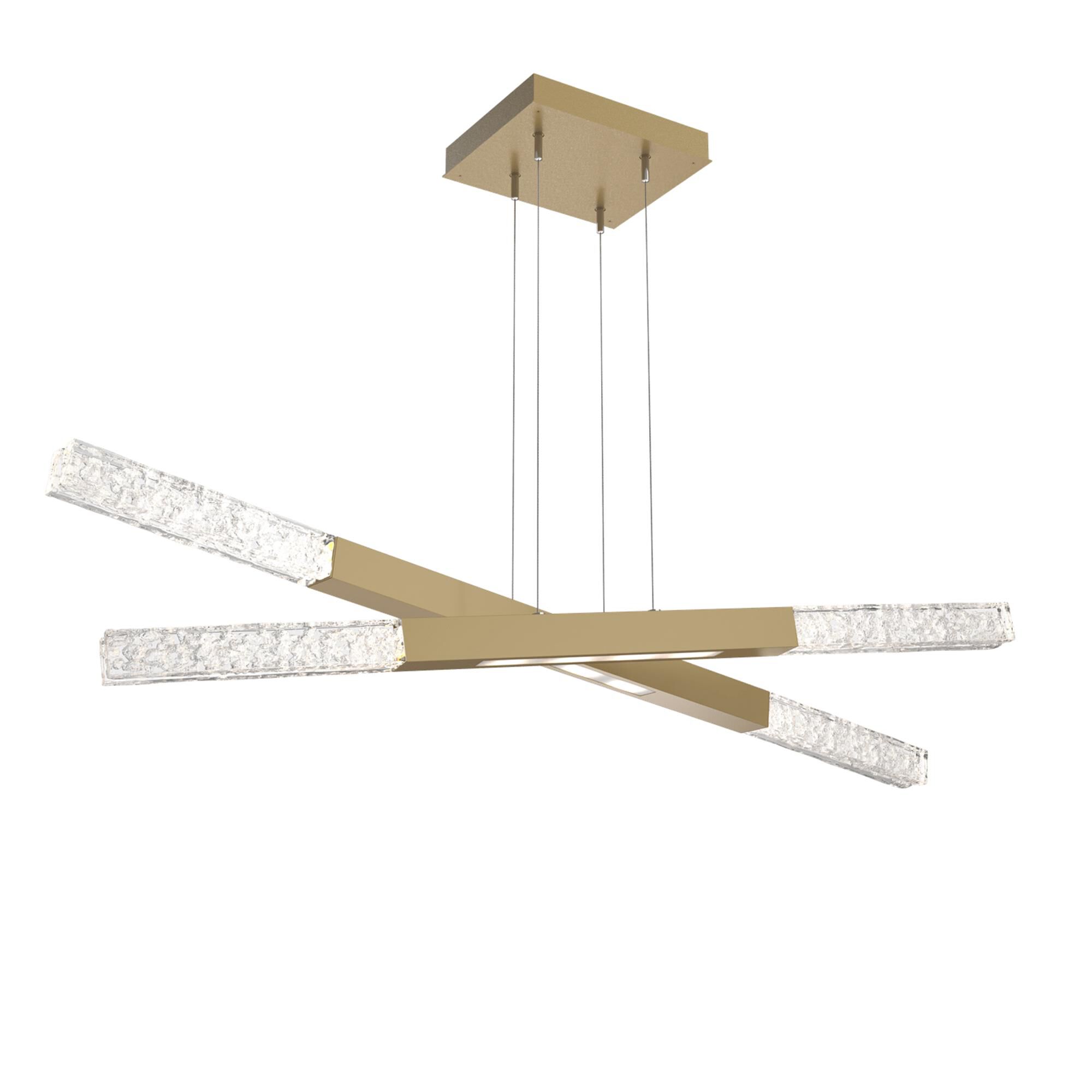 Shown in Gilded Brass finish and Clear Textured glass