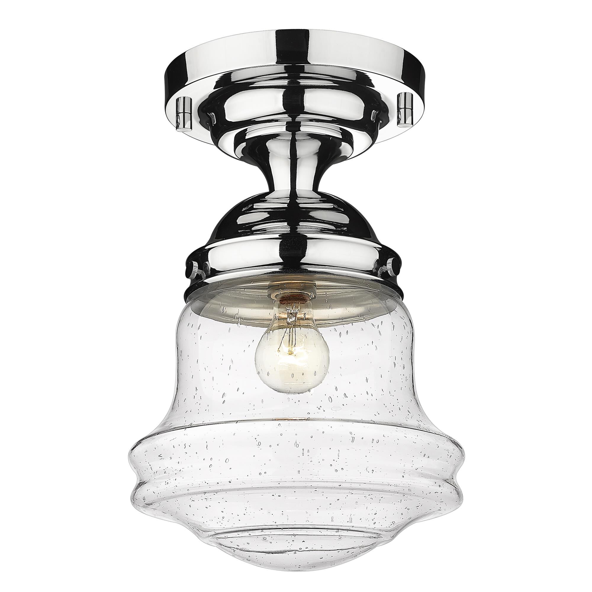 Shown in Chrome finish and Clear Seedy glass