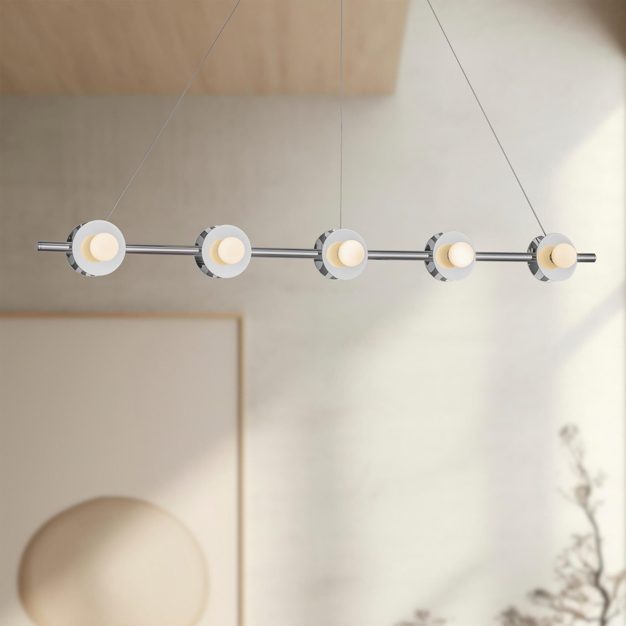 Shown in Chrome finish and Opal glass