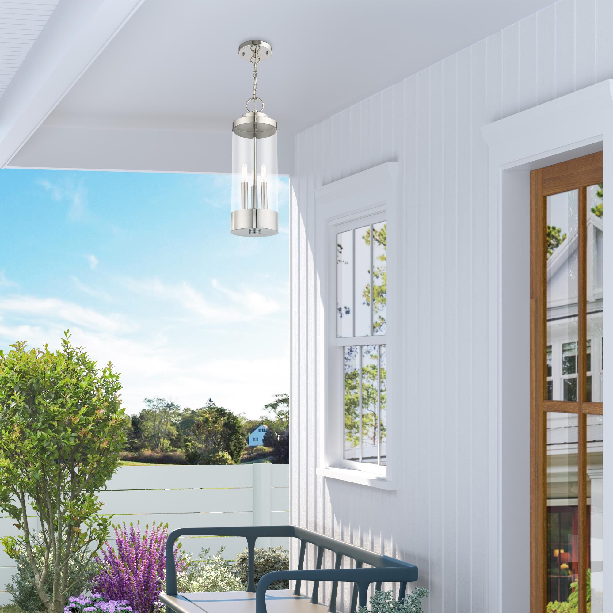 Shown in Polished Chrome finish and Clear glass