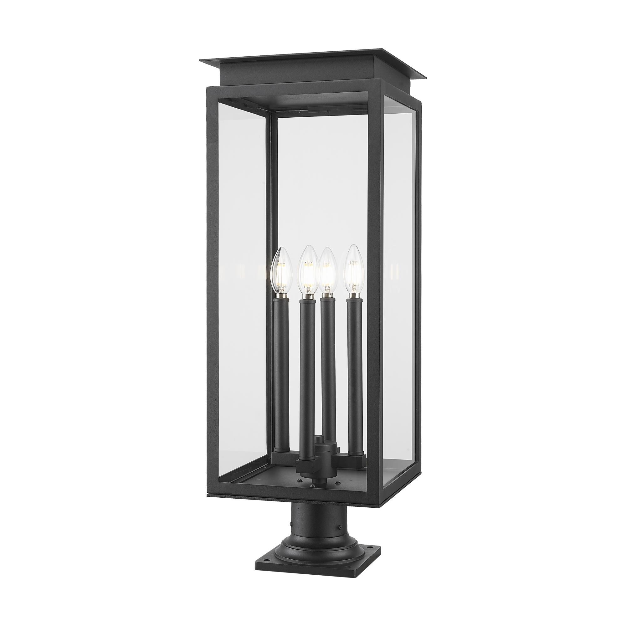 Shown in Black finish and Clear glass and Clear shade