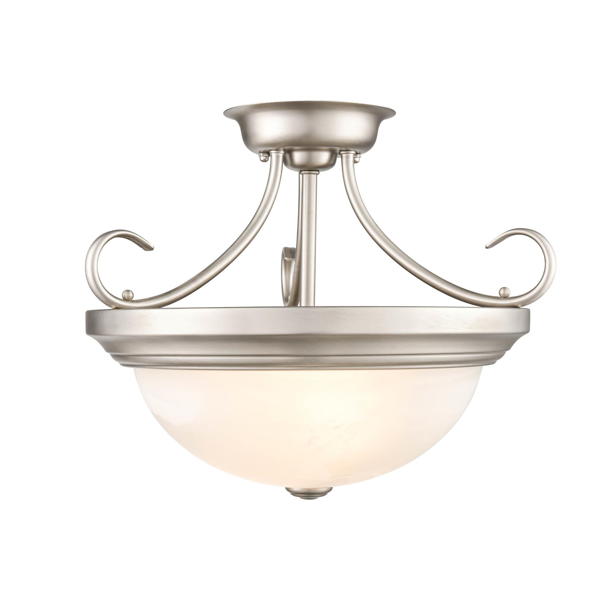 Shown in Satin Nickel finish and Faux Alabaster glass