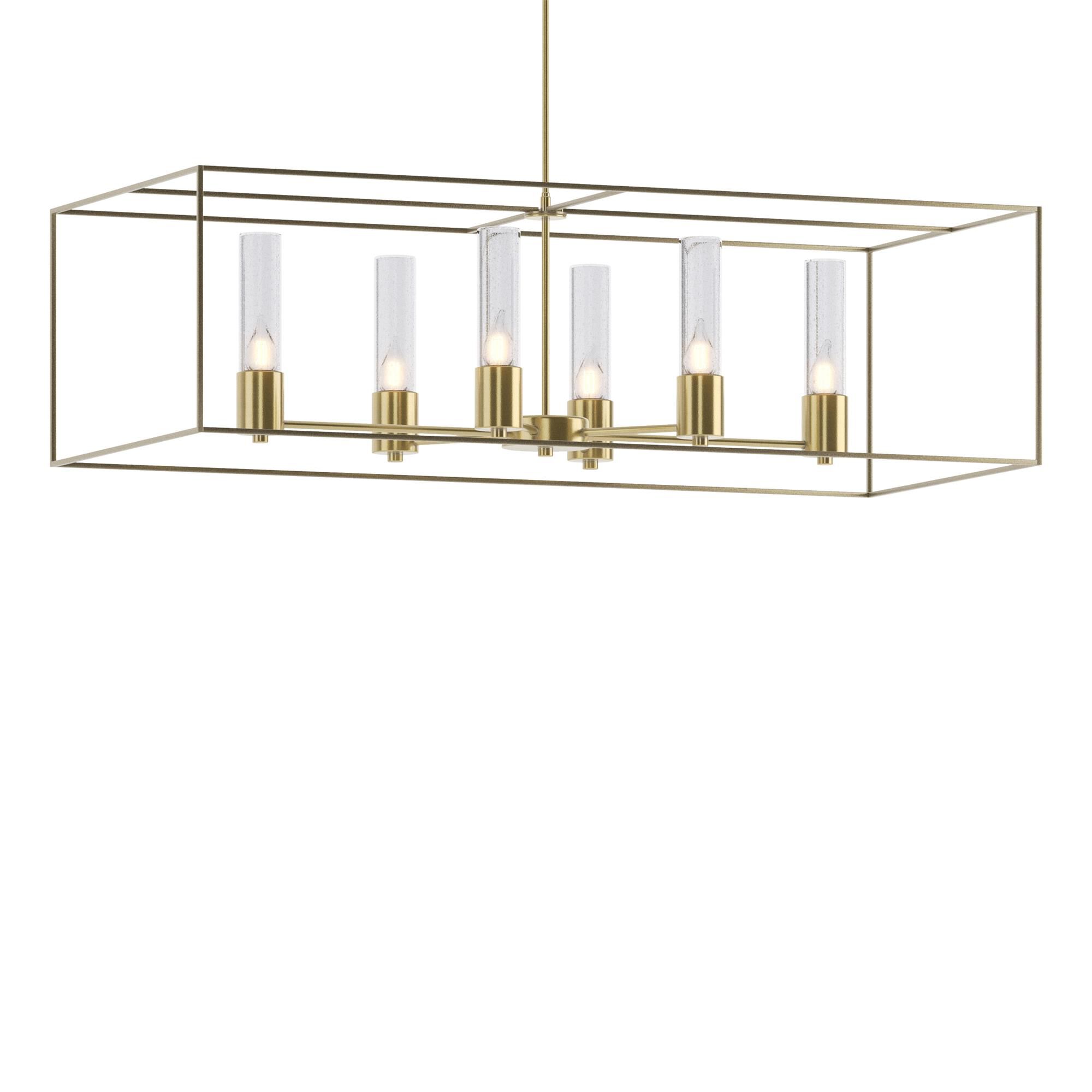 Shown in Modern Brass finish and Clear glass and Soft Gold accent
