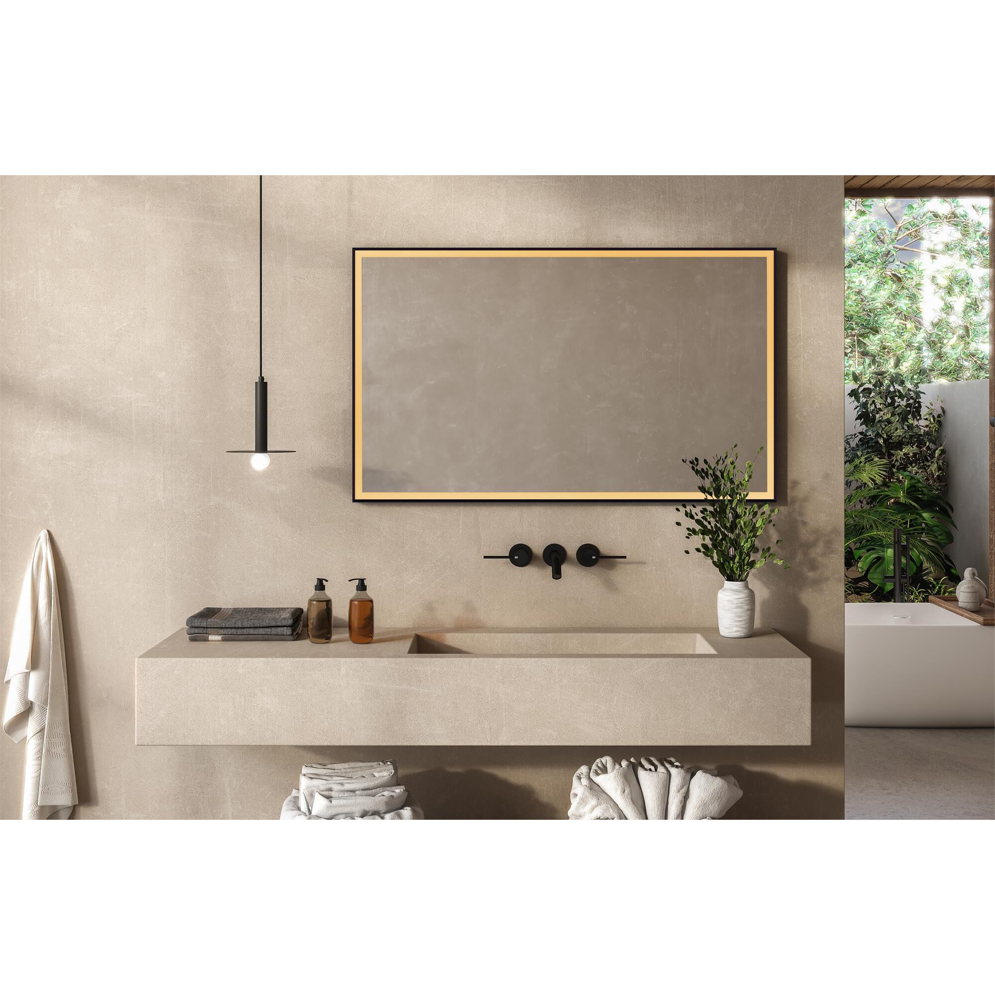 Framed,LED 60 Inch LED Lighted Mirror,