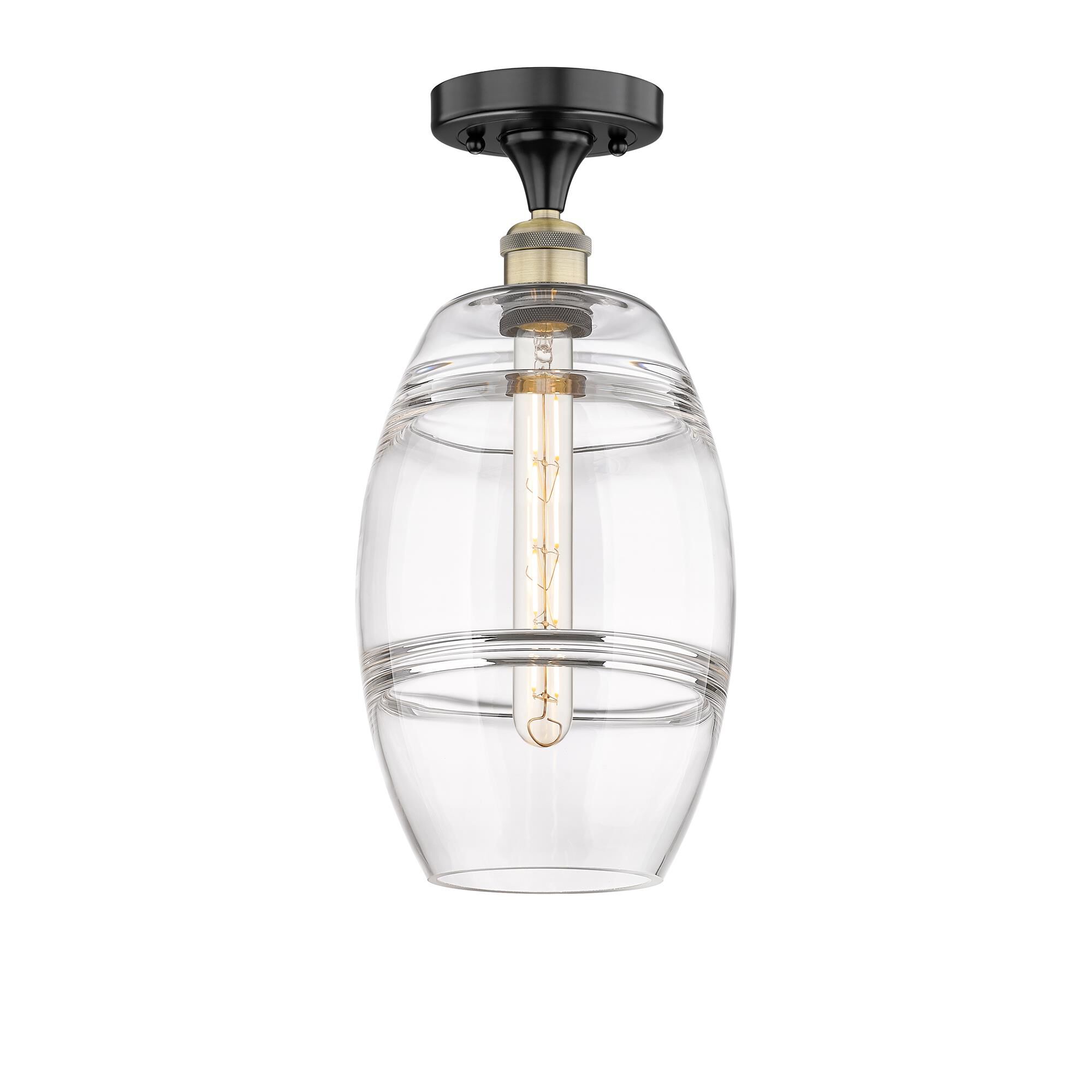 Shown in Black Antique Brass finish and Clear glass