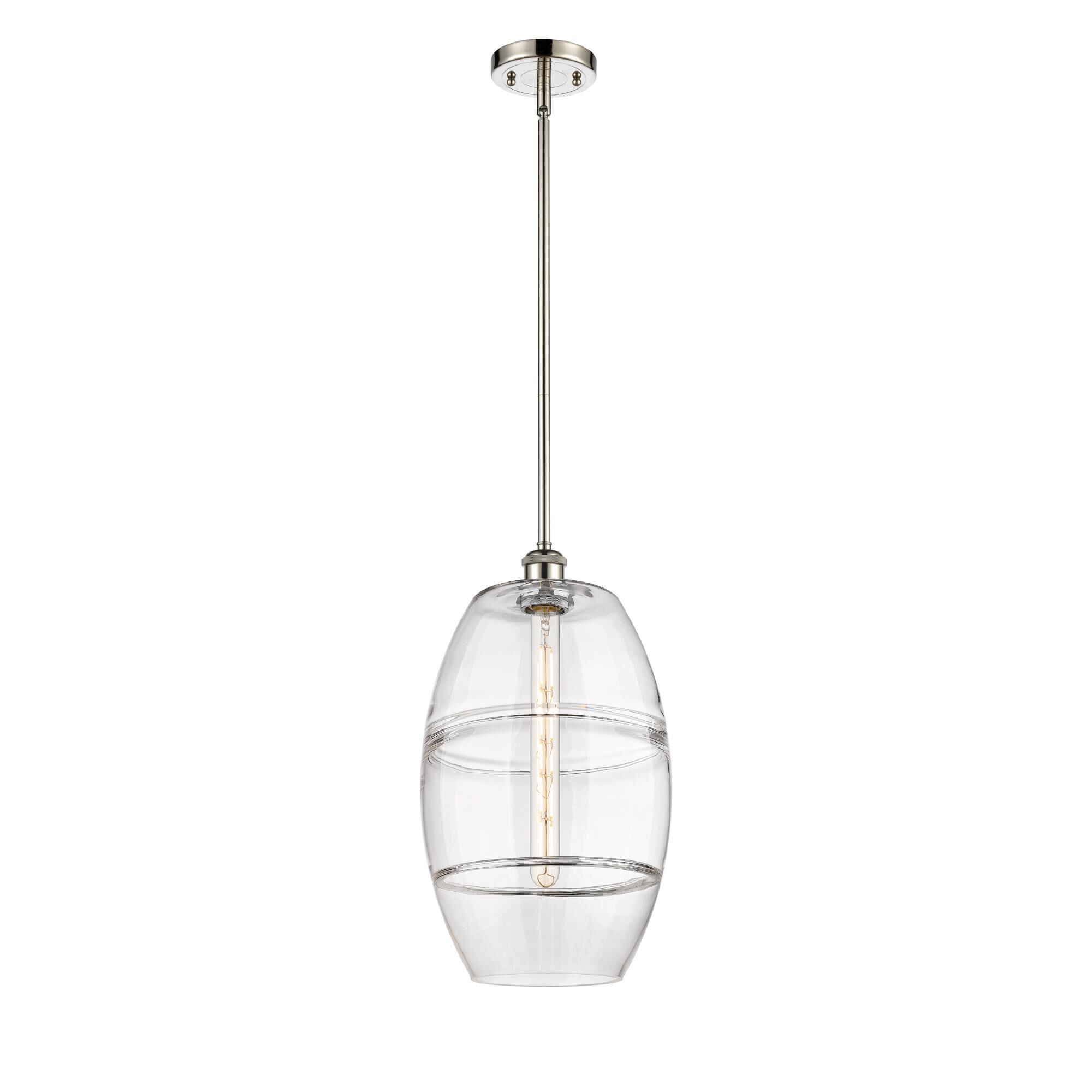 Shown in Polished Nickel finish and Clear glass