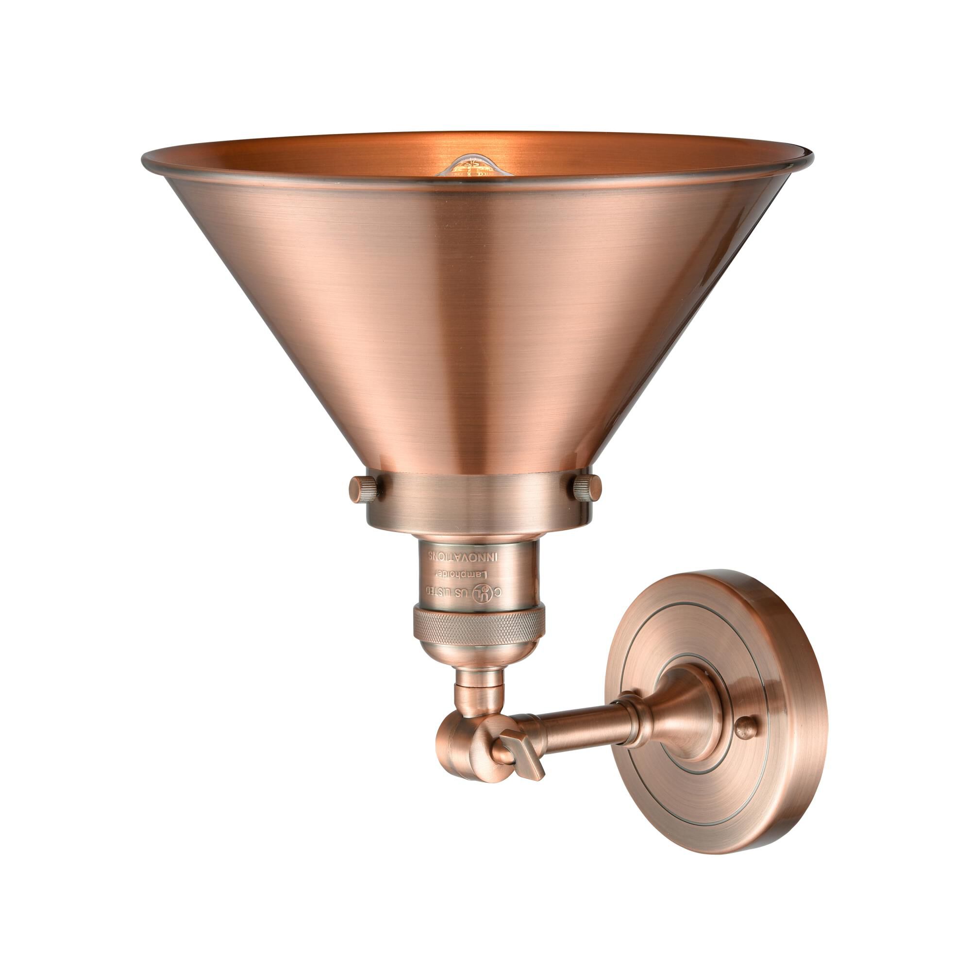 Shown in Antique Copper finish and Antique Copper shade