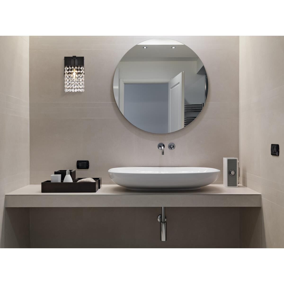 Shown in Black finish and Royal Cut Clear crystal