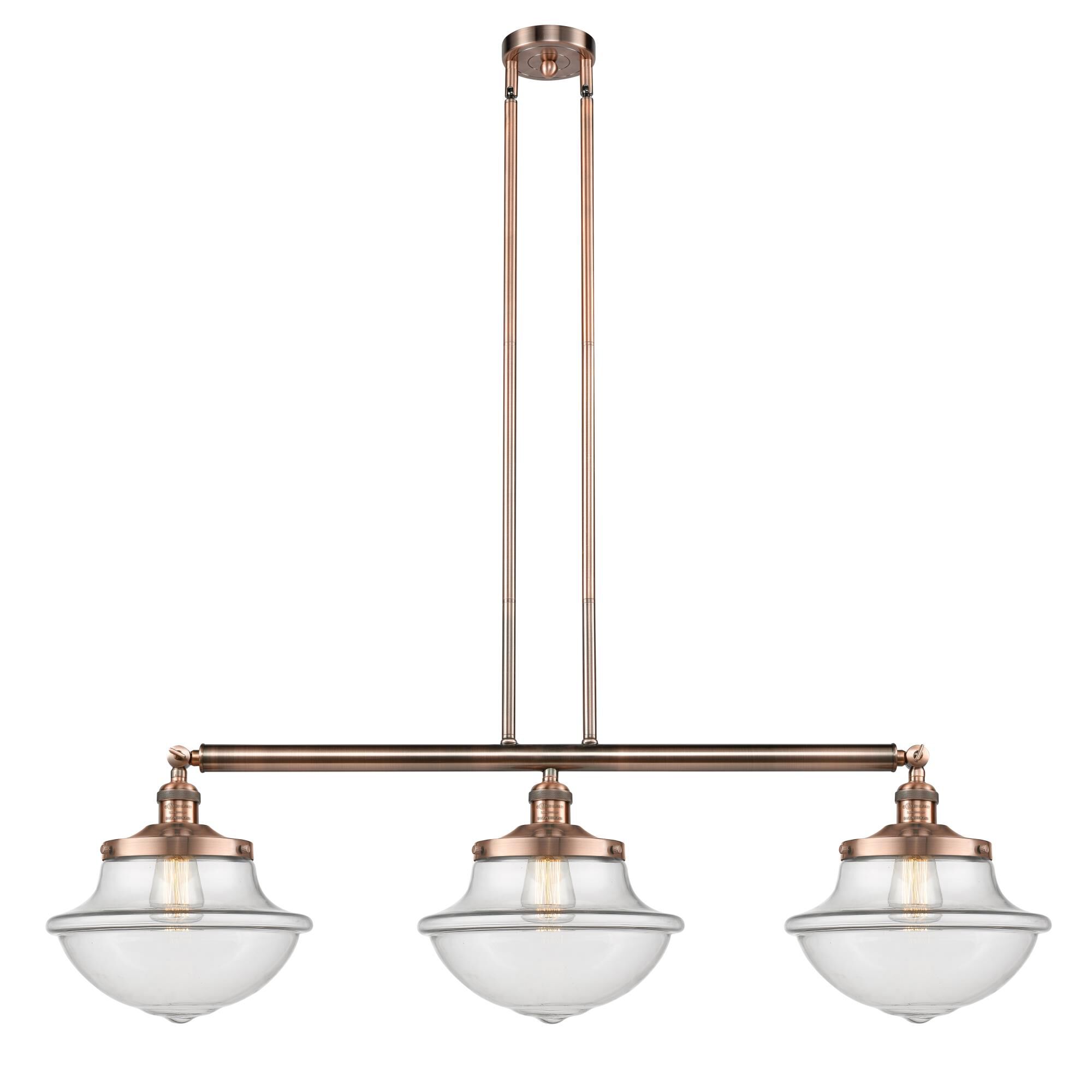 Shown in Antique Copper finish and Clear Large Oxford glass