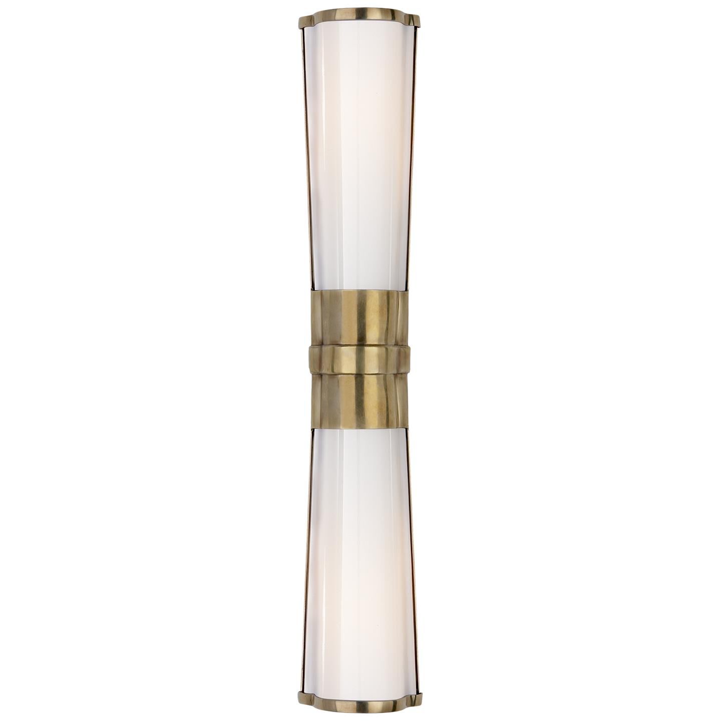 Shown in Antique-Burnished Brass finish and White glass