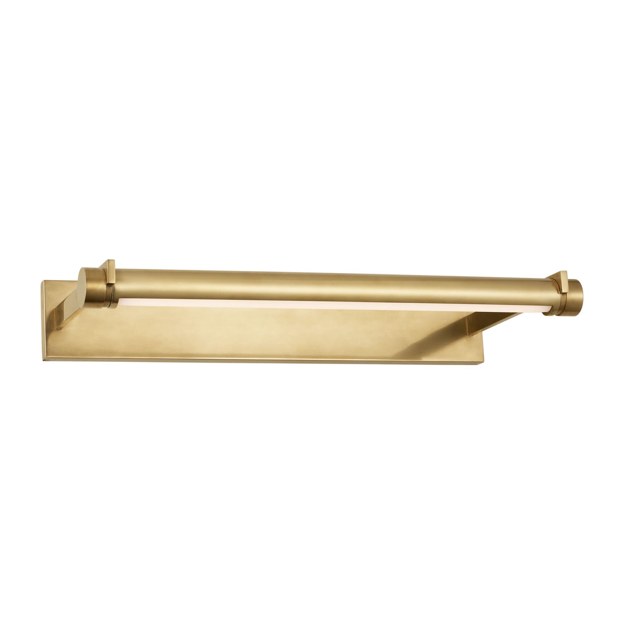Shown in Hand-Rubbed Antique Brass finish and Brass shade