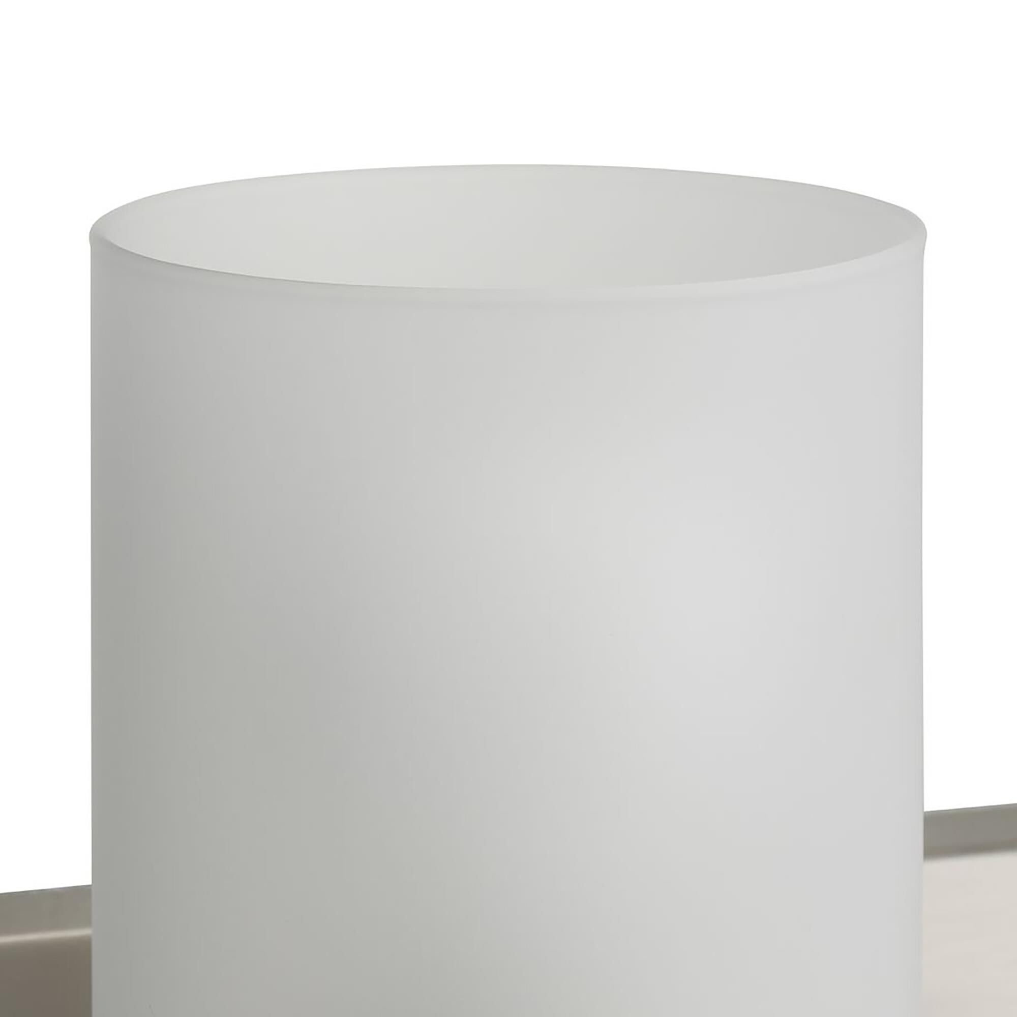 Shown in Brushed Nickel finish and Etched glass