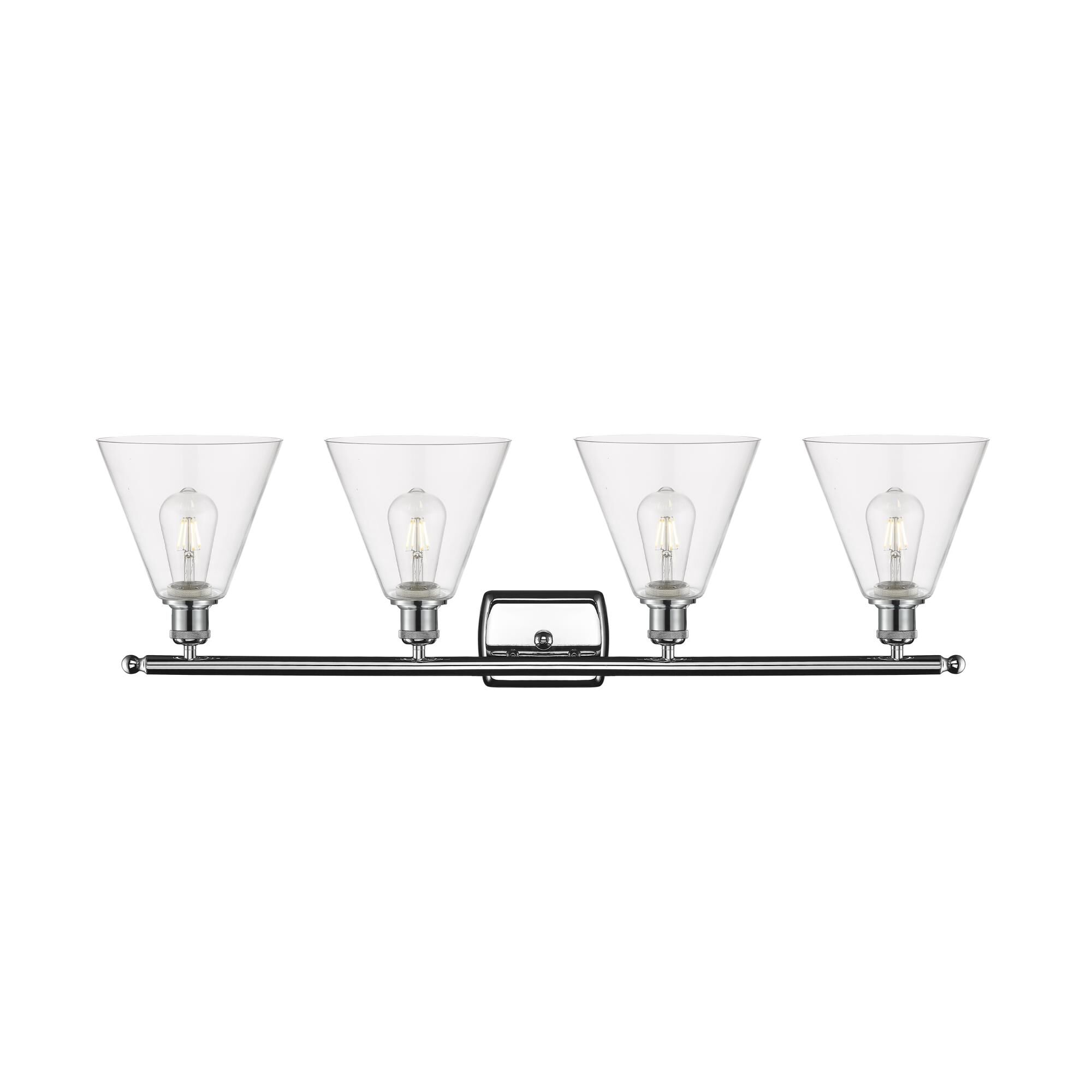 Shown in Polished Chrome finish and Clear Ballston Cone glass and No Shade shade