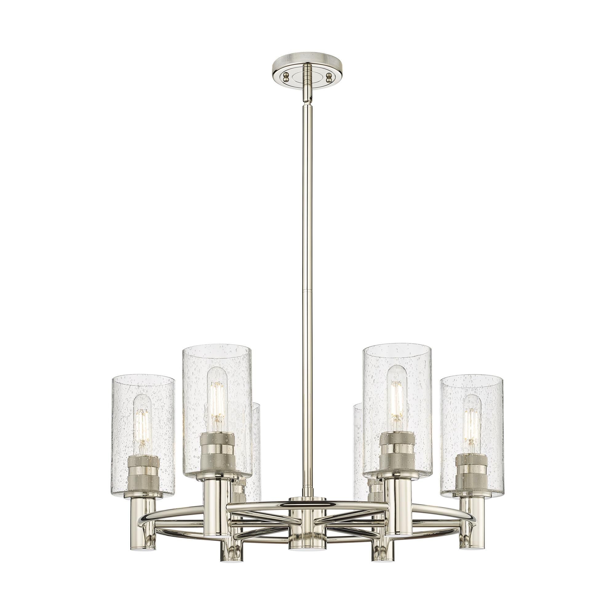 Shown in Polished Nickel finish and Seedy glass and Seedy Glass shade