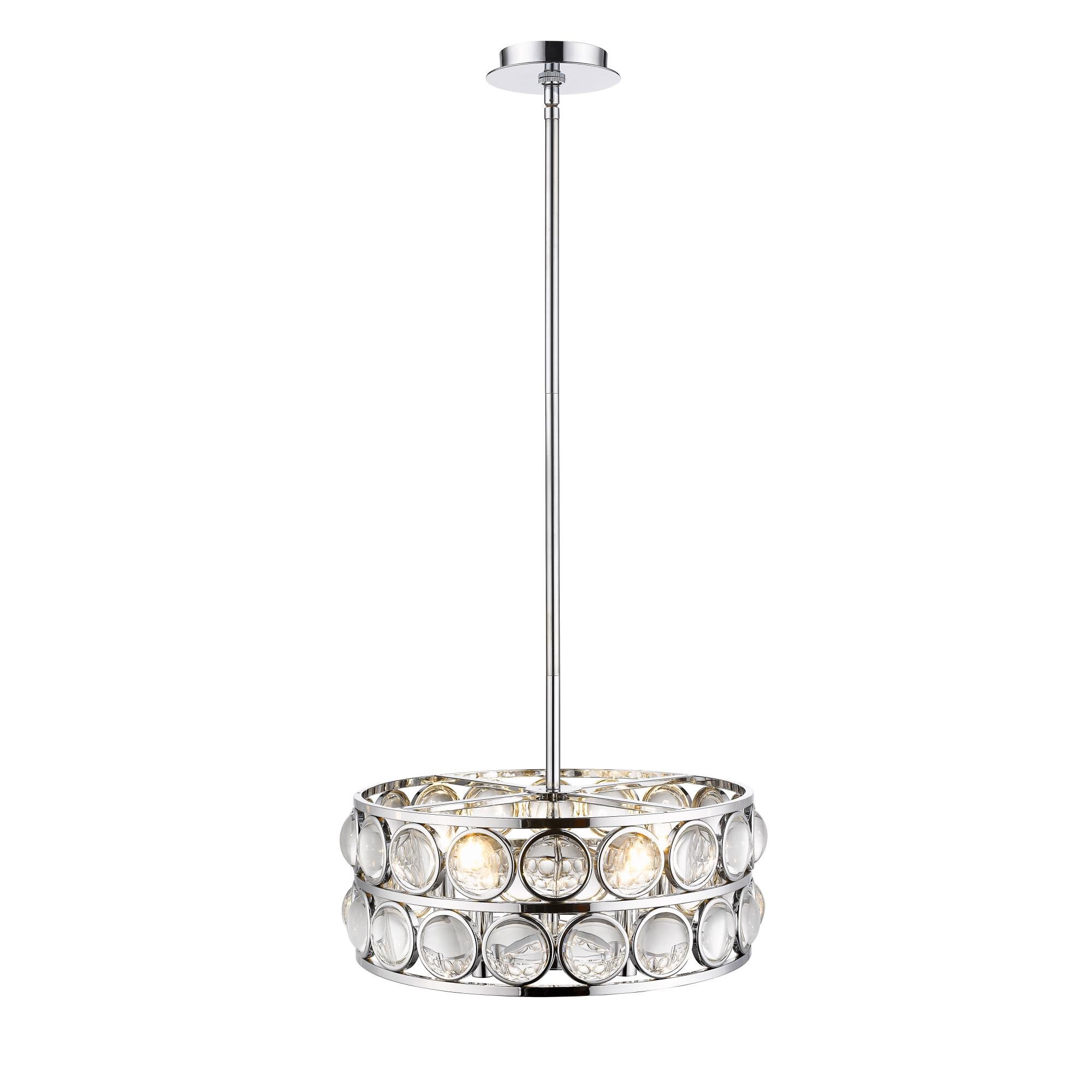 Shown in Chrome finish and Crystal glass and Crystal shade