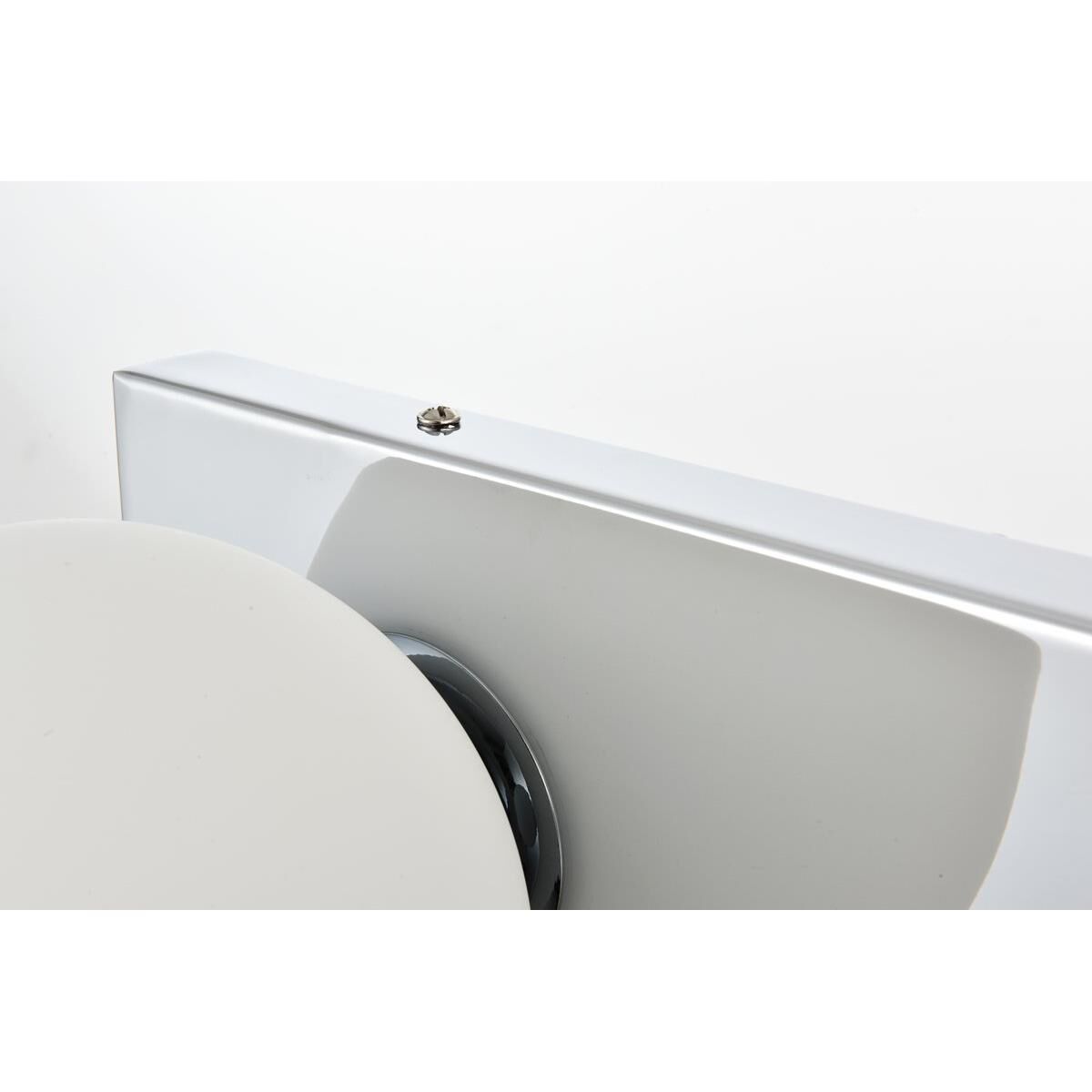 Shown in Chrome  finish and Frosted White glass