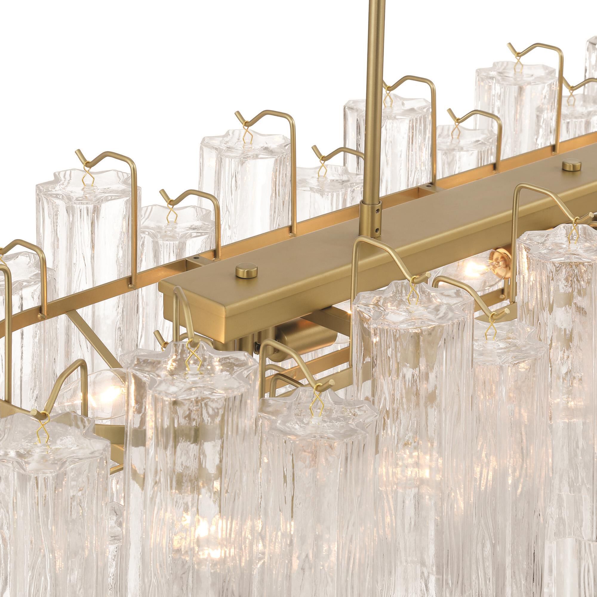 Shown in Brushed Brass finish and Clear Tronchi glass