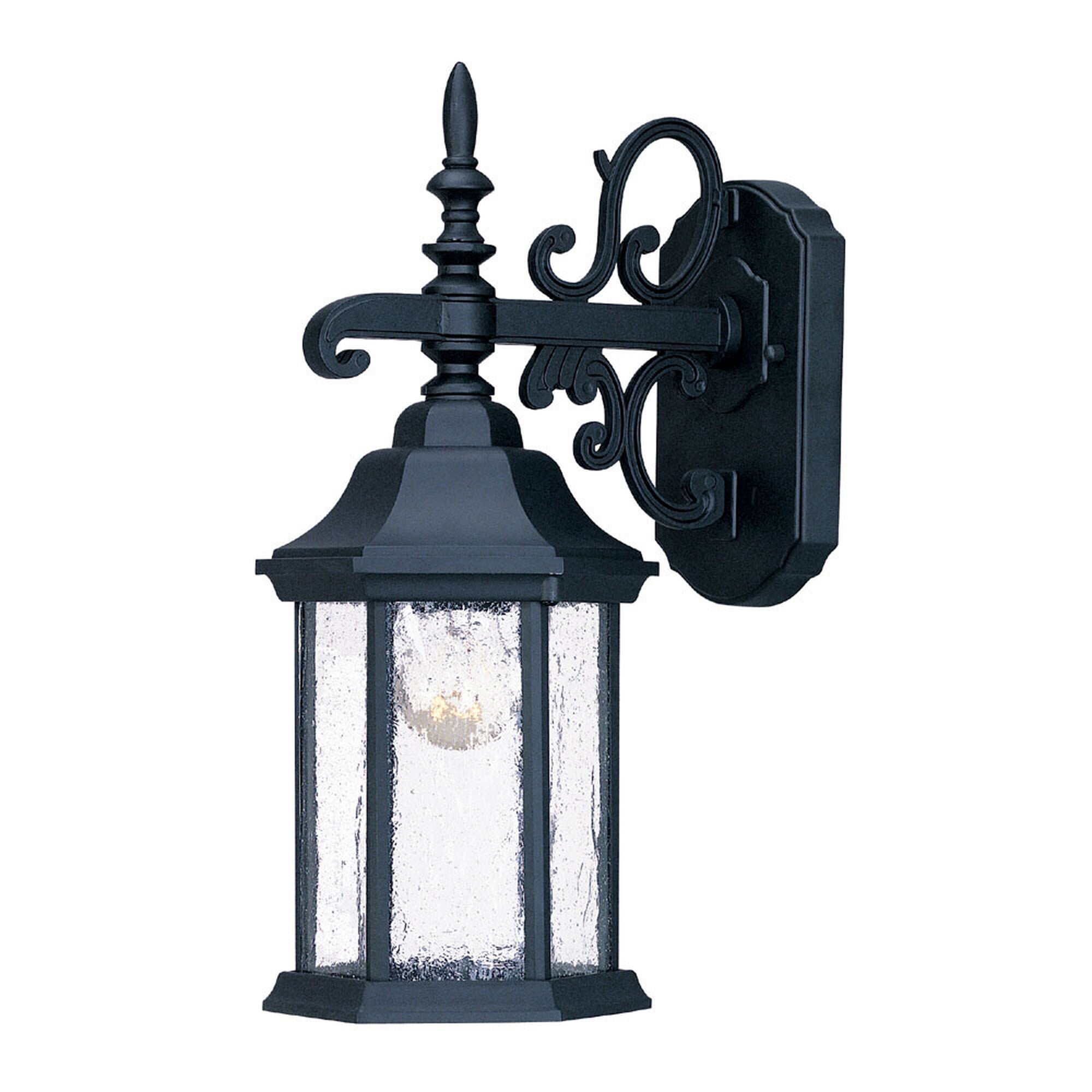 Shown in Matte Black finish and Clear glass and Clear Seeded Glass Panes shade