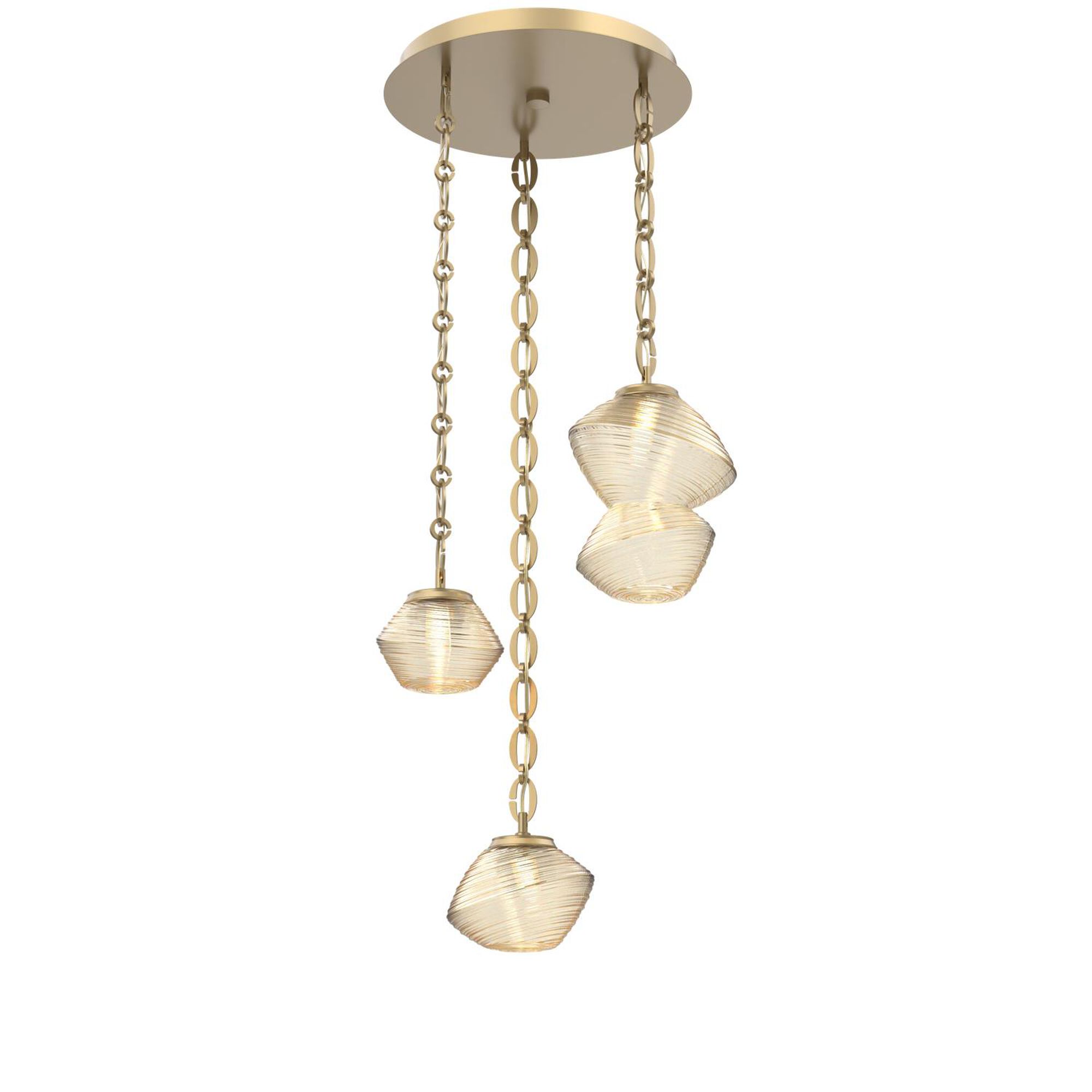 Shown in Gilded Brass finish and Amber glass
