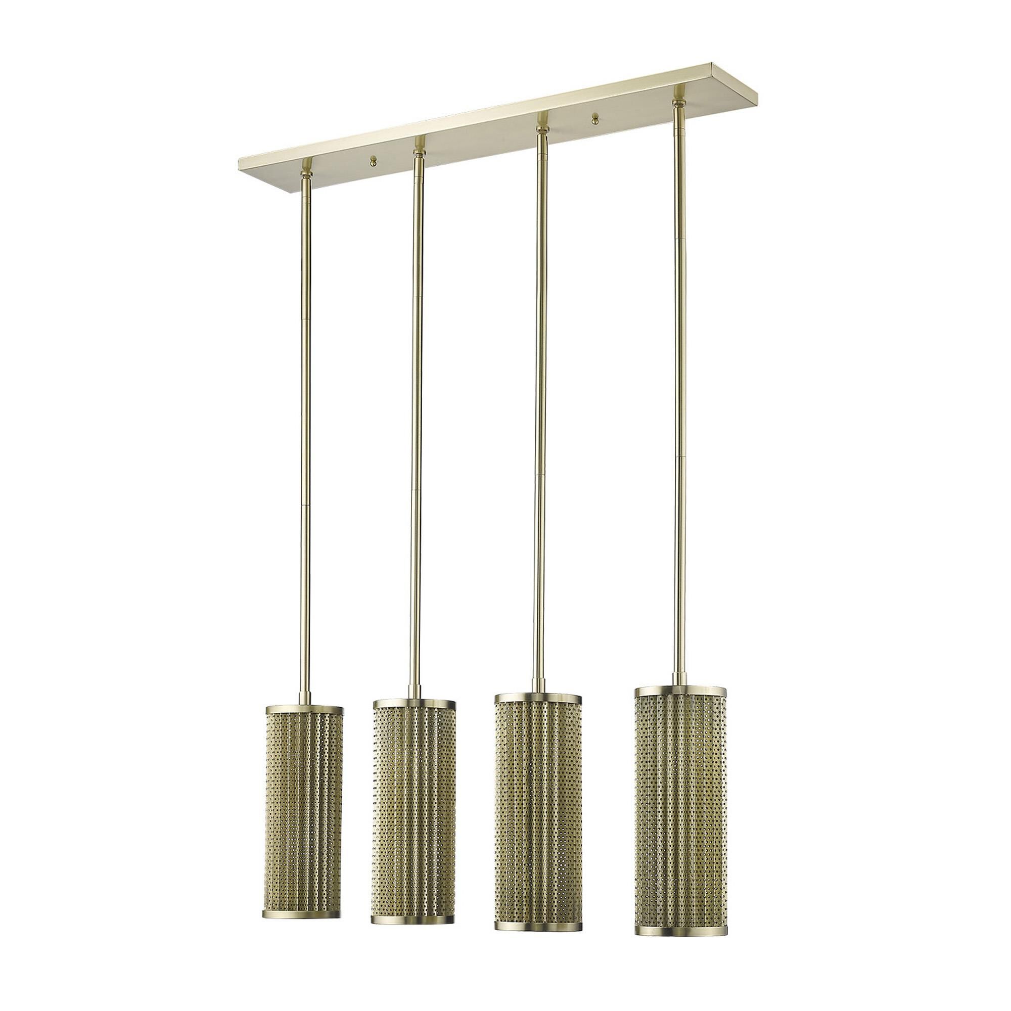 Shown in Gold finish and Gold glass and Gold Metal Cylindrical Shaped s shade