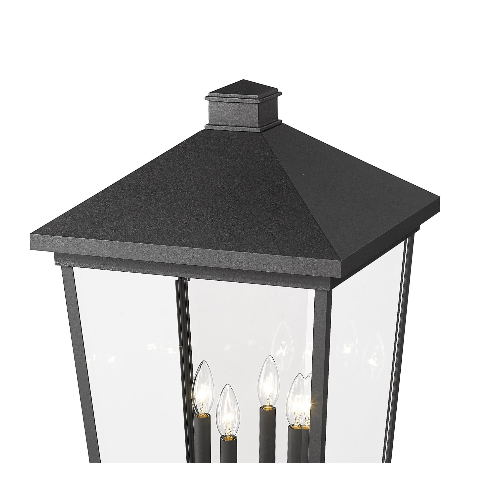 Shown in Black finish and Glass shade