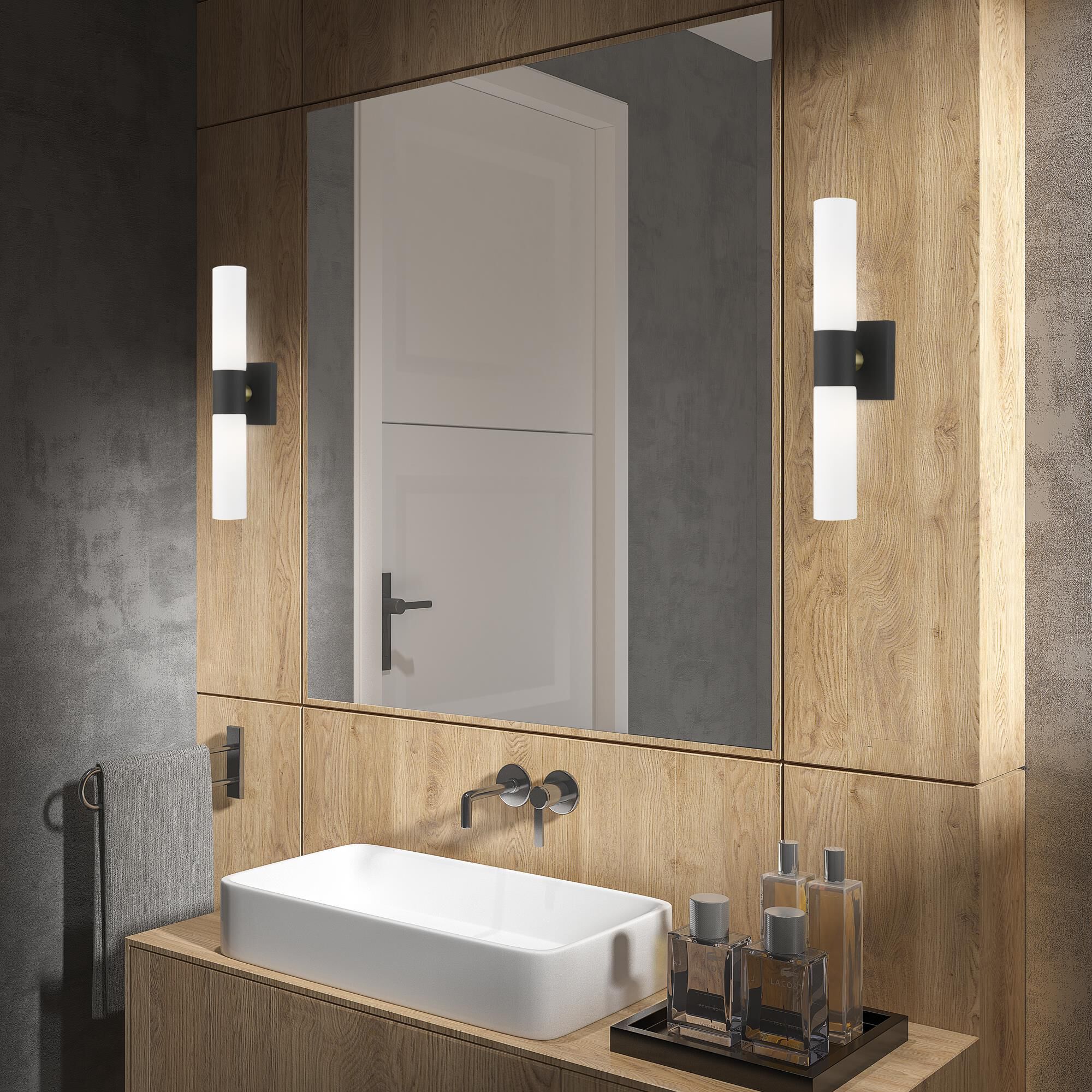 Shown in Textured Black With Antique Brass Accent finish and Hand Blown Satin Opal White Twist Lock glass and Hand Blown Satin Opal White Twist Lock Glass shade