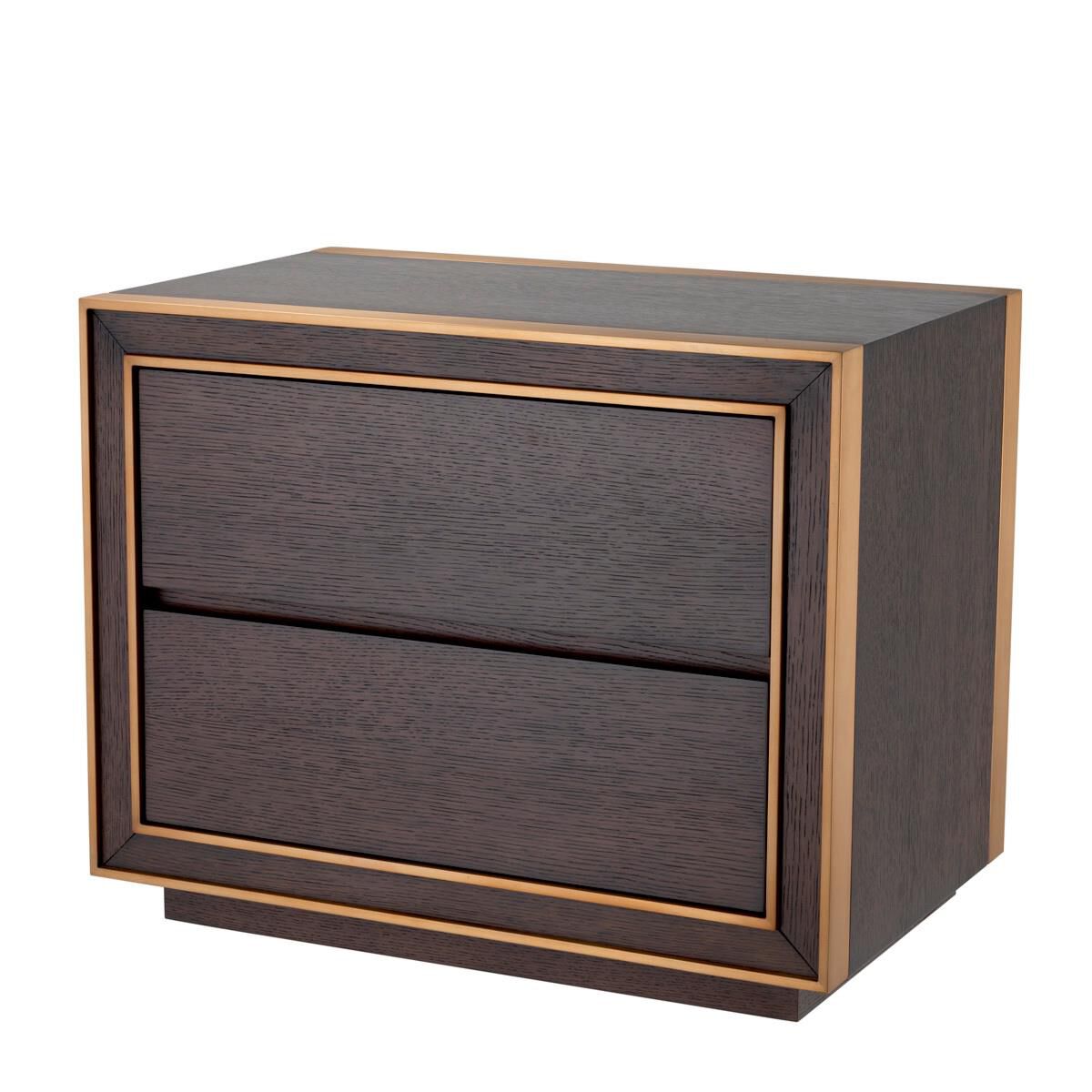 Shown in Brown Oak Veneer, Brushed Brass finish