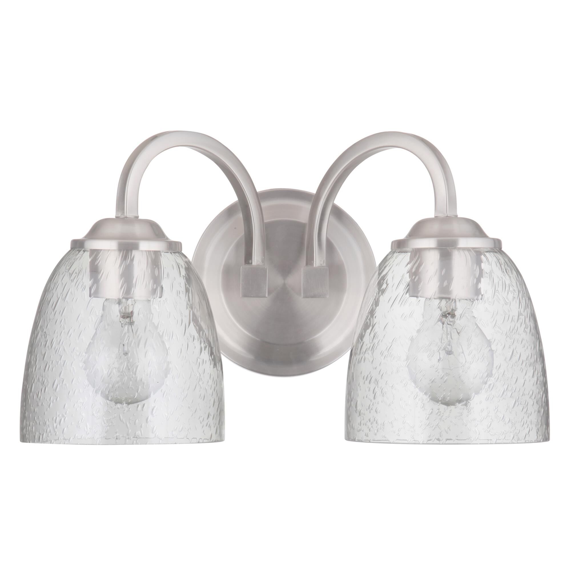Shown in Brushed Polished Nickel finish and Clear Seeded glass and Glass shade