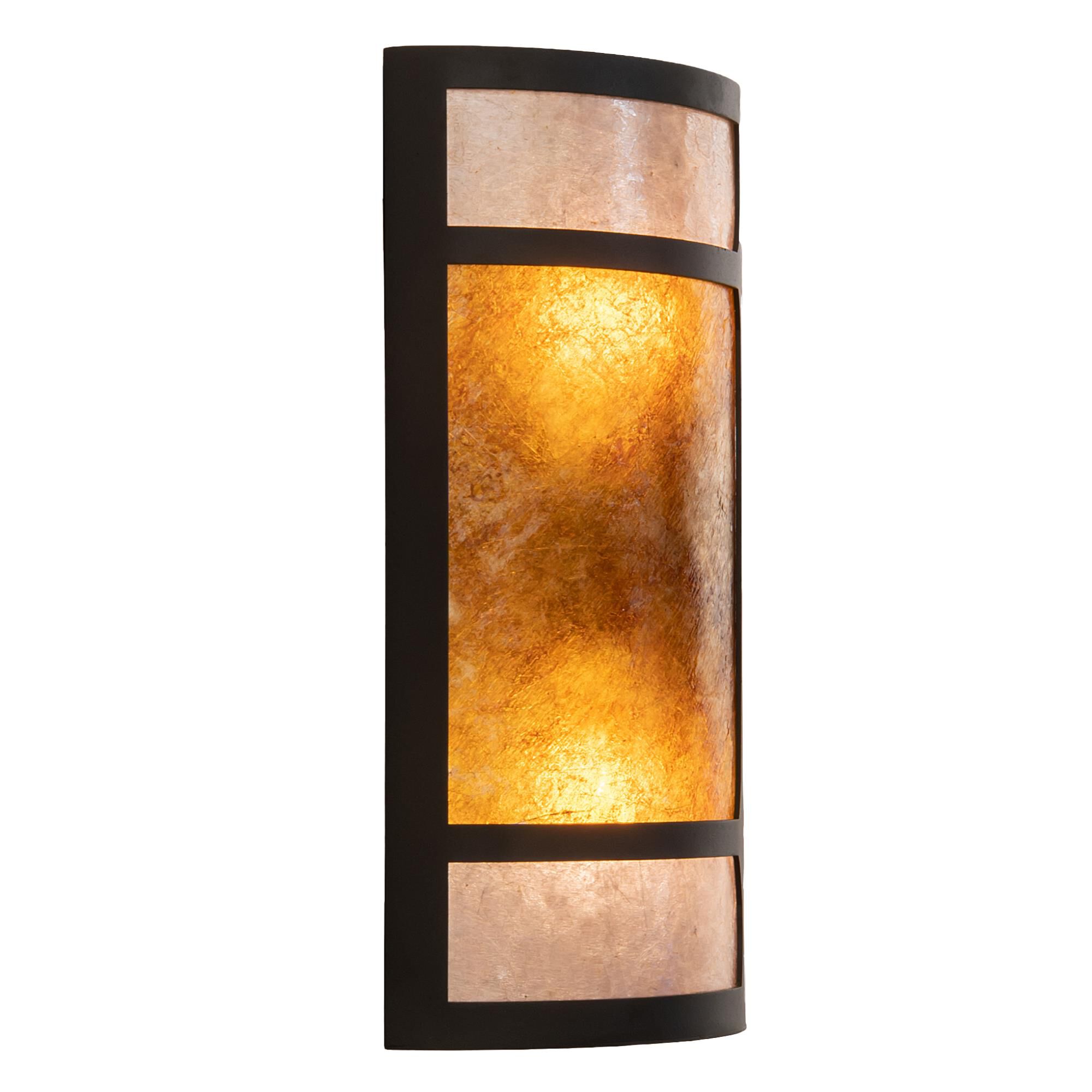 Shown in Wrought Iron finish and Amber Mica;Silver Mica glass